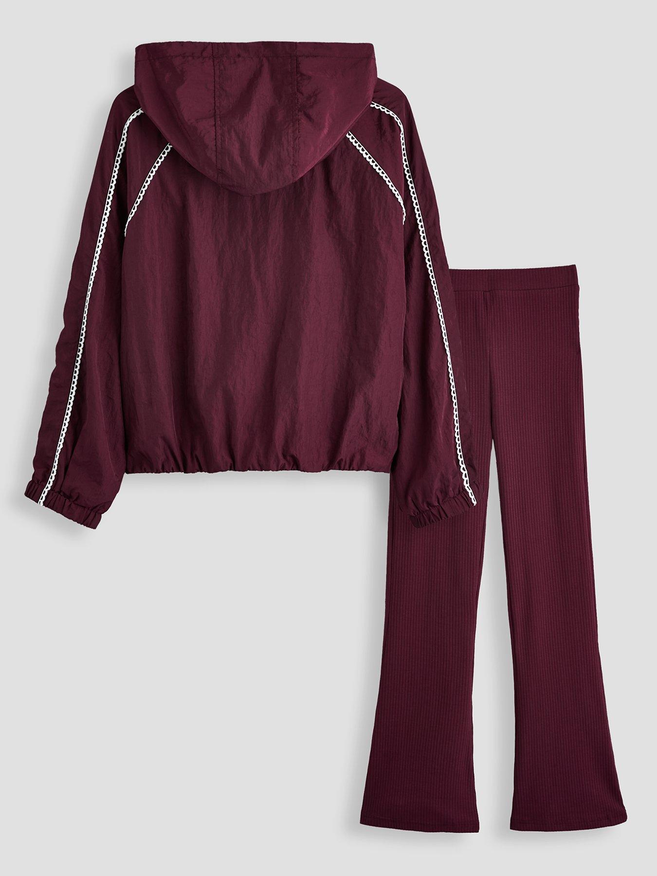 Image 2 of 6 of The Very Collection Girls Active Zip Up Jacket With Flare Leggings - Burgundy