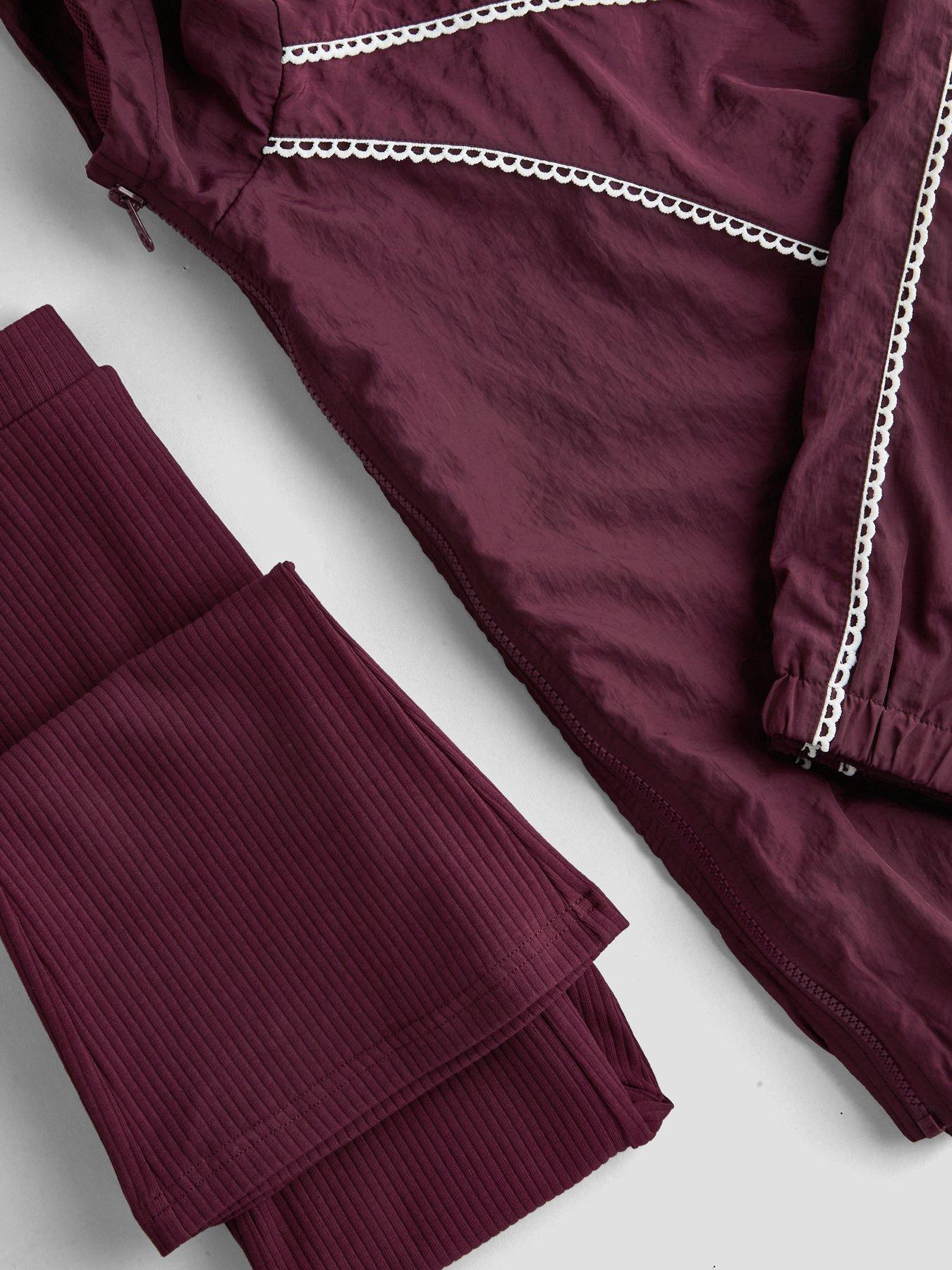 Image 3 of 6 of The Very Collection Girls Active Zip Up Jacket With Flare Leggings - Burgundy