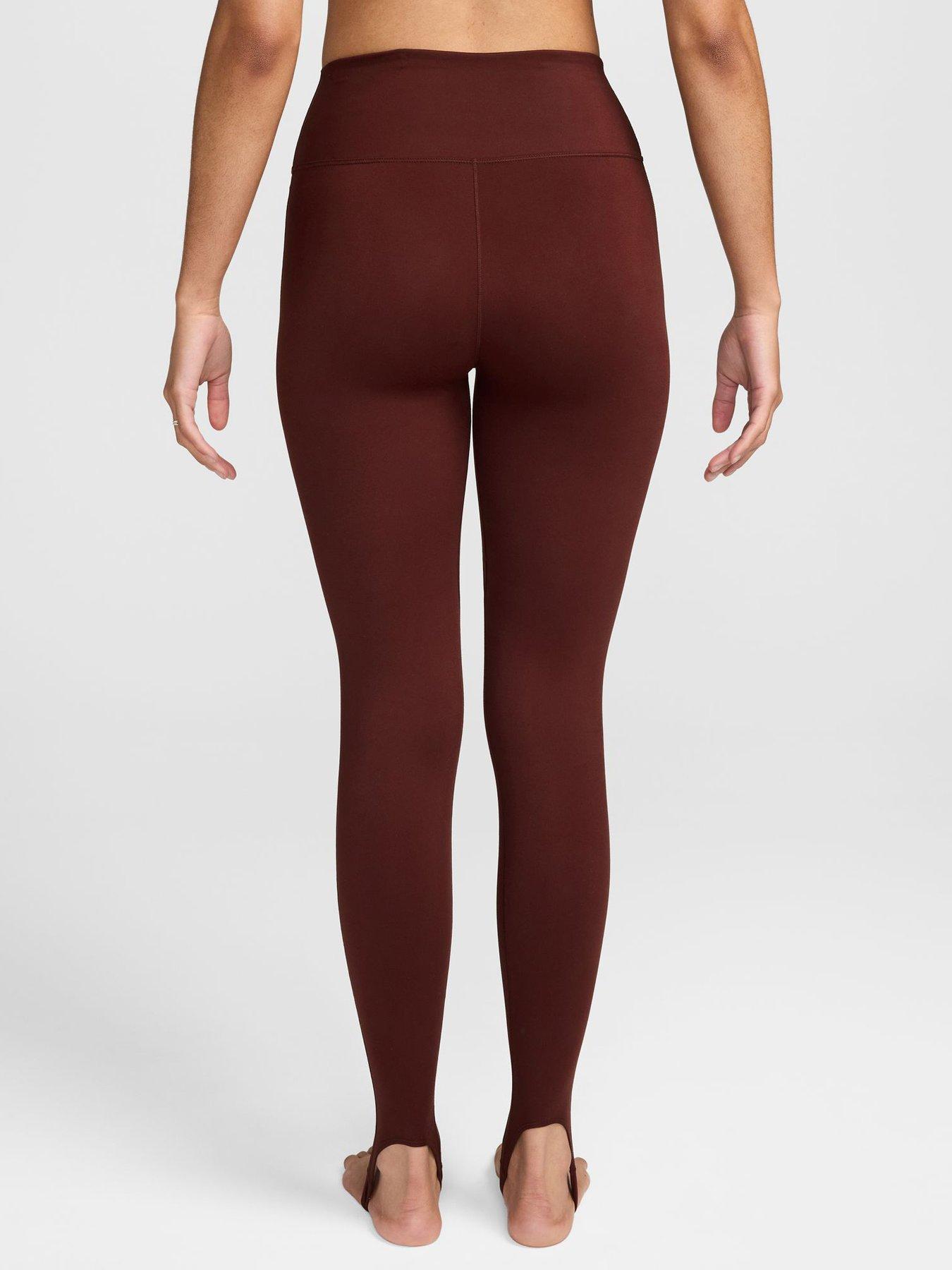Image 2 of 3 of Nike Womens Training One High Waisted Stirrup Tights - Brown