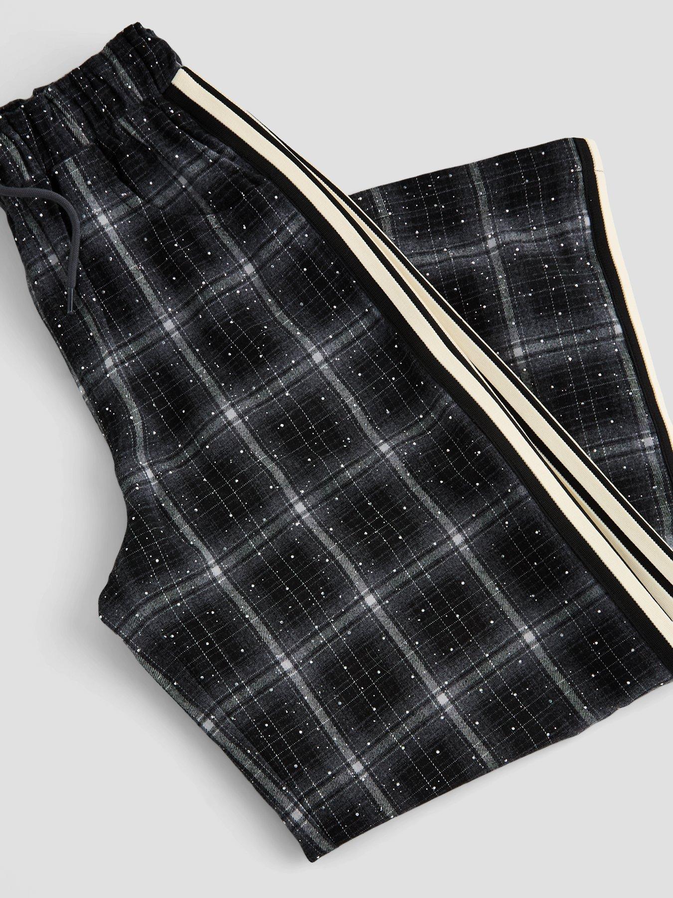 Image 3 of 5 of The Very Collection Girls Check Trouser With Side Stripe - Black (6 - 16 years)