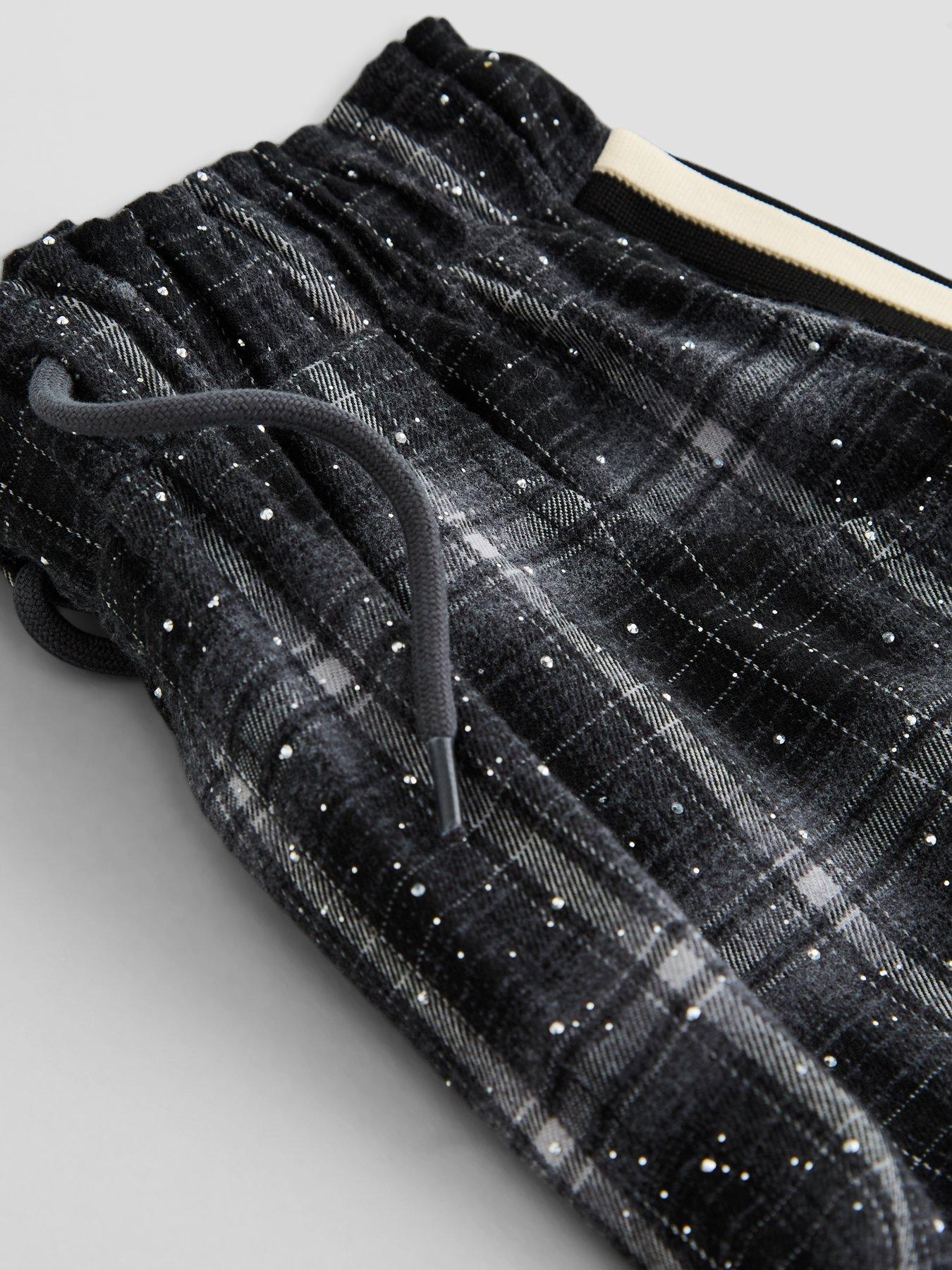 Image 4 of 5 of The Very Collection Girls Check Trouser With Side Stripe - Black (6 - 16 years)