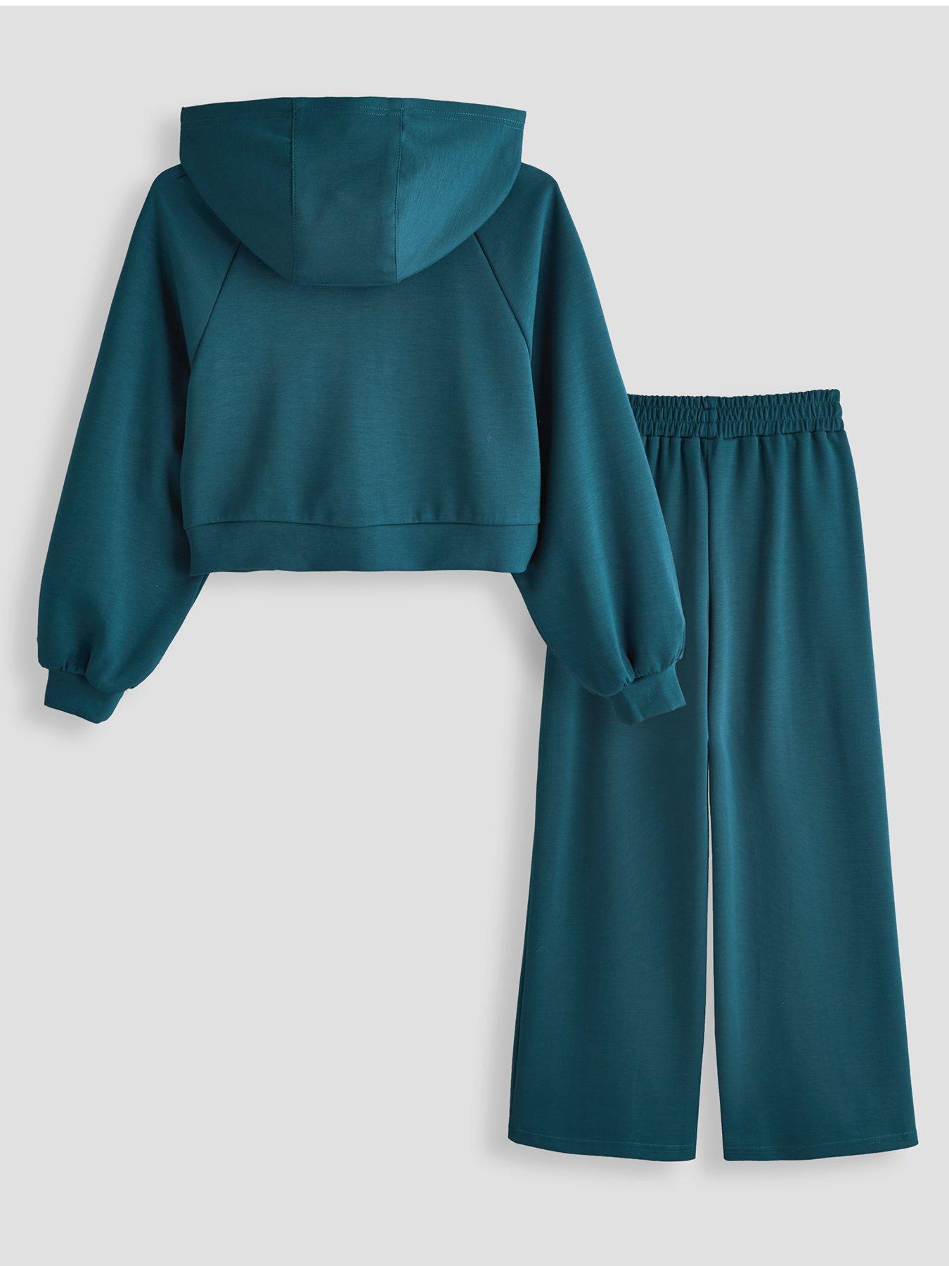 Image 2 of 5 of The Very Collection Girls Soft Touch Contrast Piping Zip Up Outfit - Green