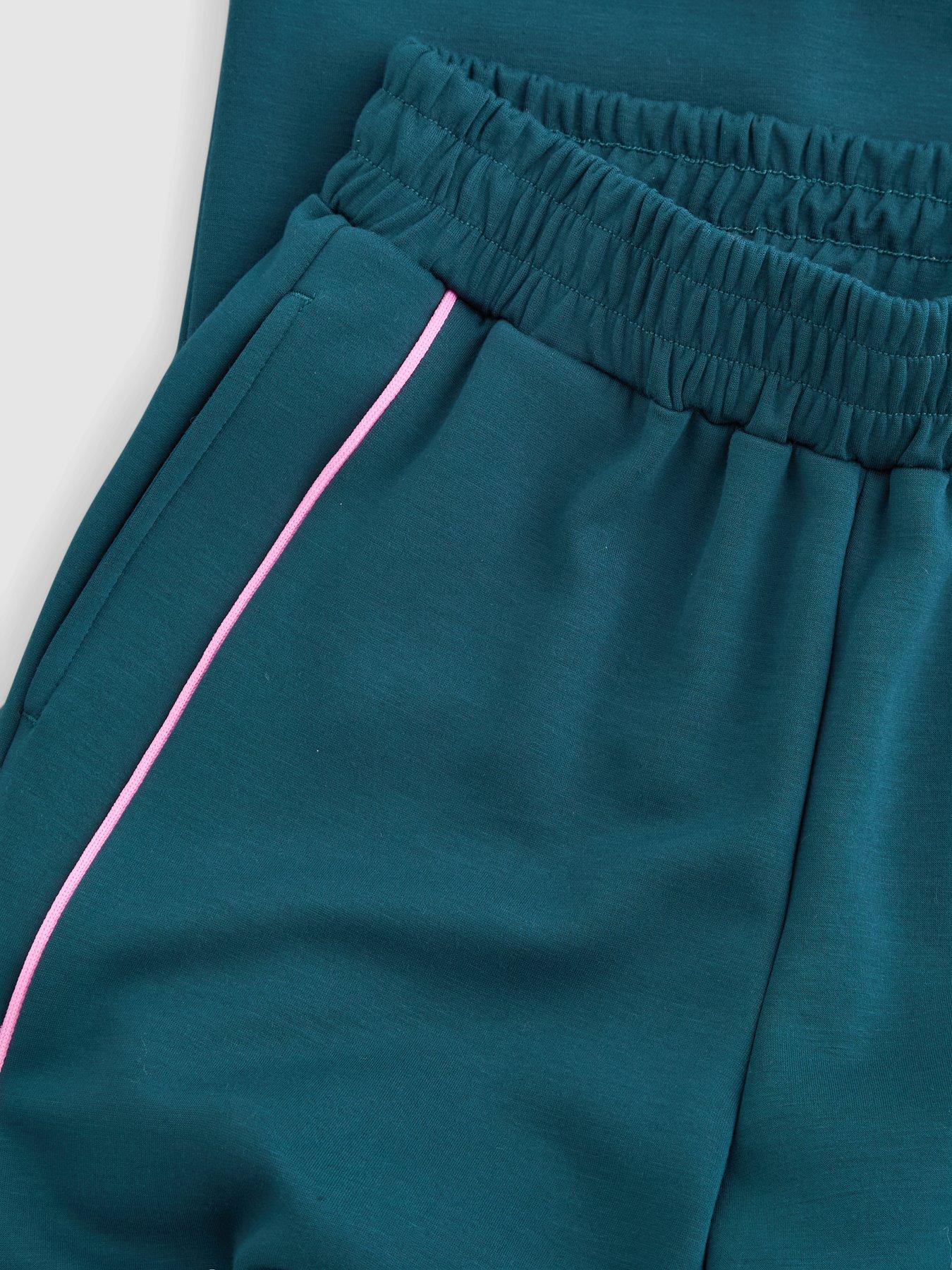 Image 5 of 5 of The Very Collection Girls Soft Touch Contrast Piping Zip Up Outfit - Green