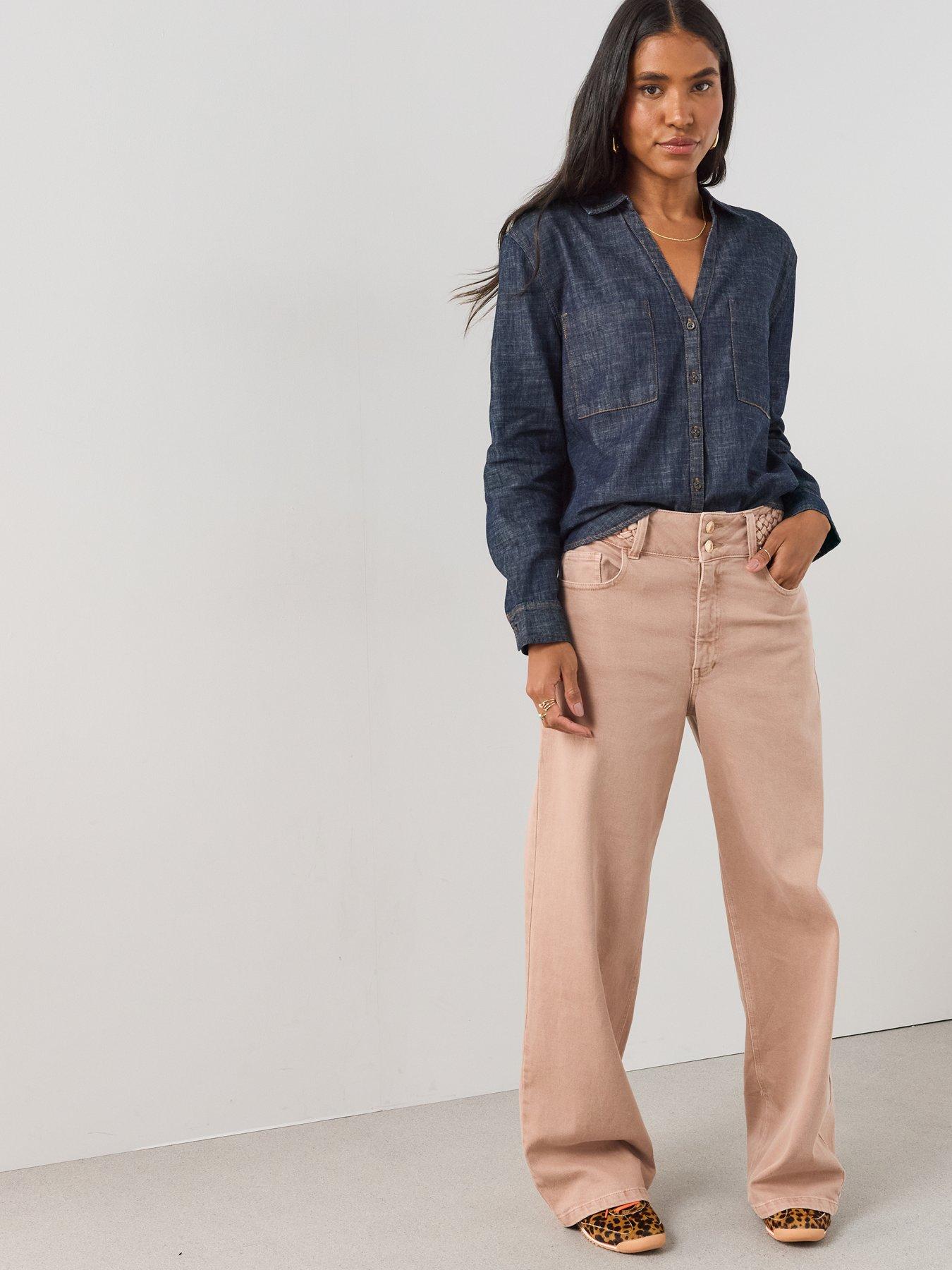 Image 4 of 7 of The Very Collection Women's Open Collar Cotton Shirt - Dark Wash