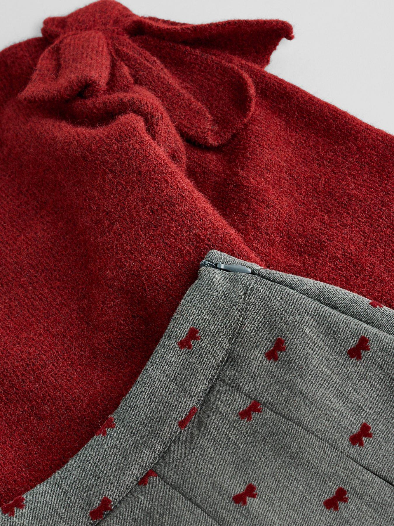 Image 3 of 6 of The Very Collection Girls Bow Detail Knitted Jumper Pleated Skirt Set (9 months - 7 years) - Red