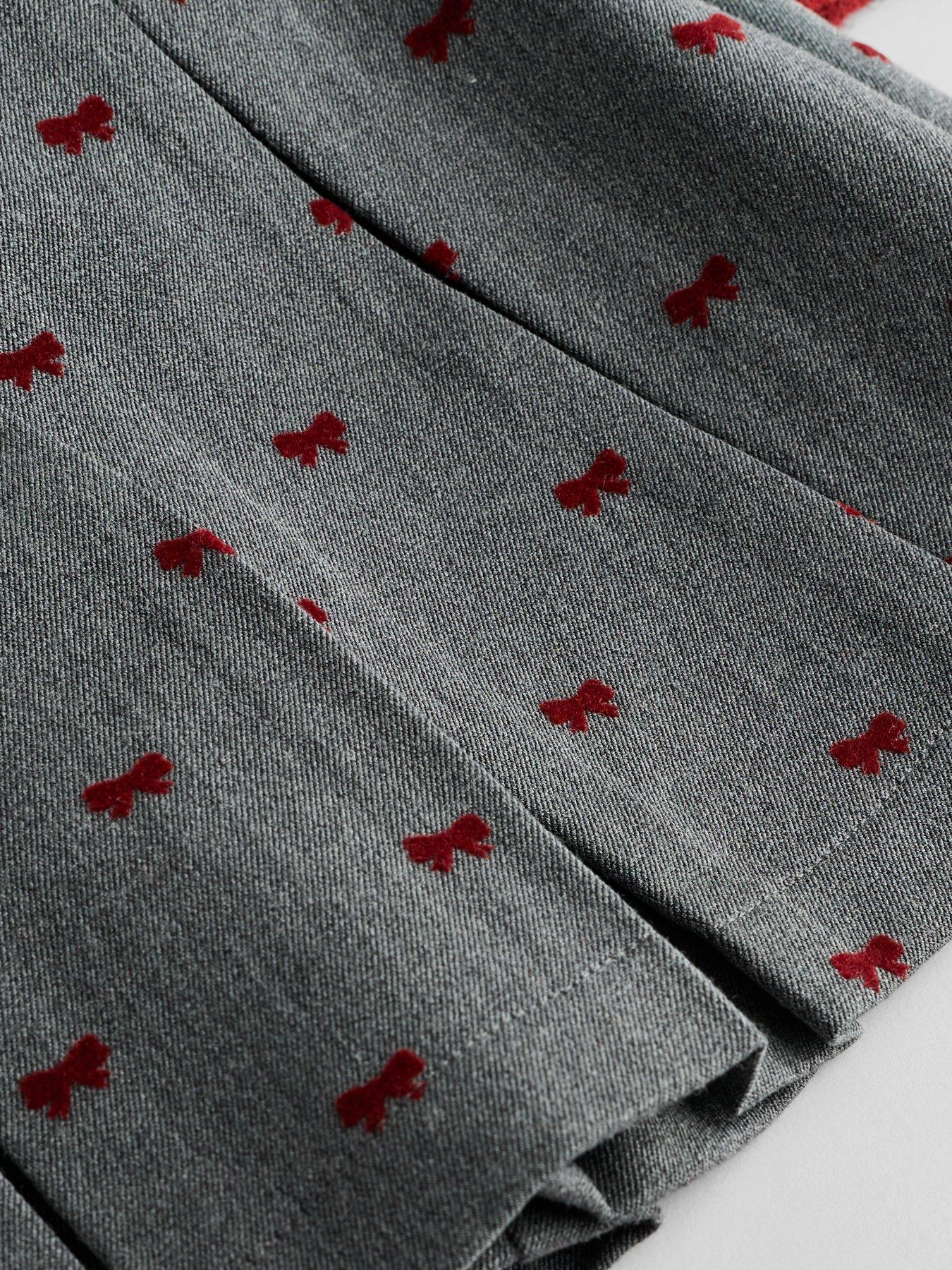 Image 6 of 6 of The Very Collection Girls Bow Detail Knitted Jumper Pleated Skirt Set (9 months - 7 years) - Red