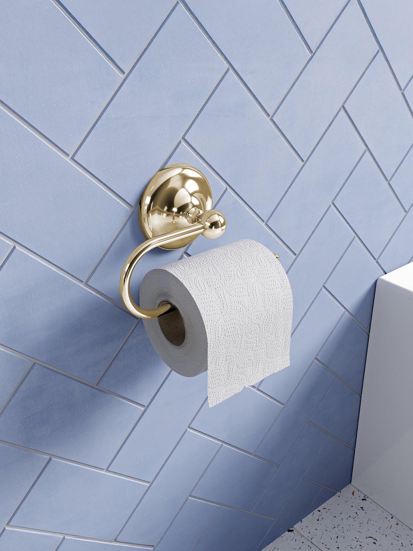 croydex-flexi-fix-grosvenor-gold-toilet-roll-holderfront