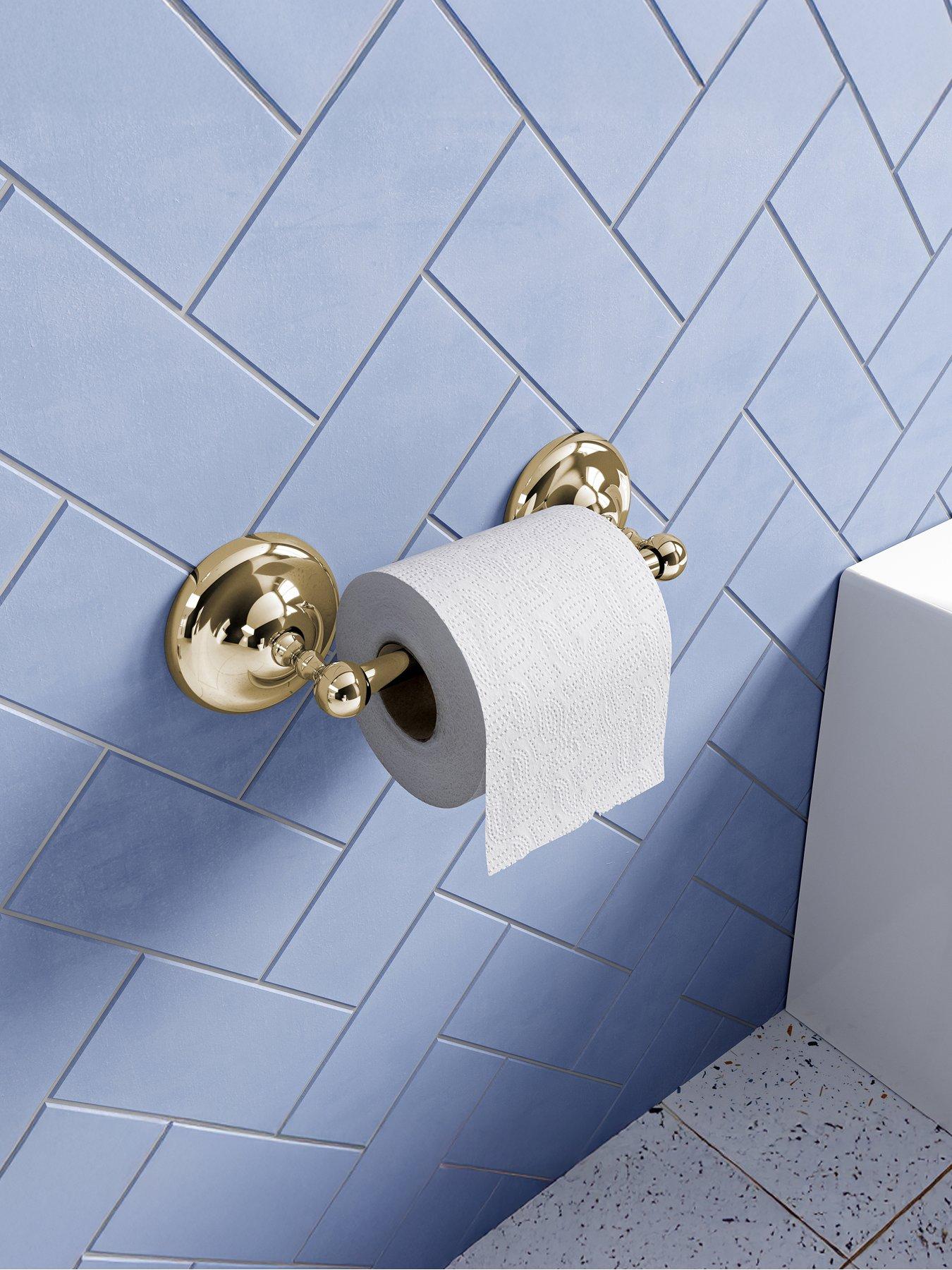 croydex-flexi-fix-grosvenor-gold-spindle-toilet-roll-holderfront