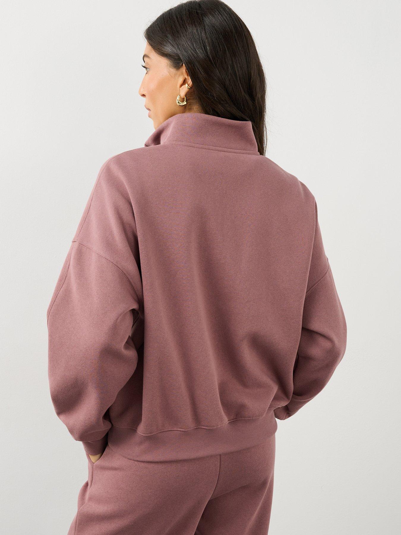 Image 2 of 7 of The Very Collection Half Zip Funnel Neck Sweatshirt Co-ord - Pink