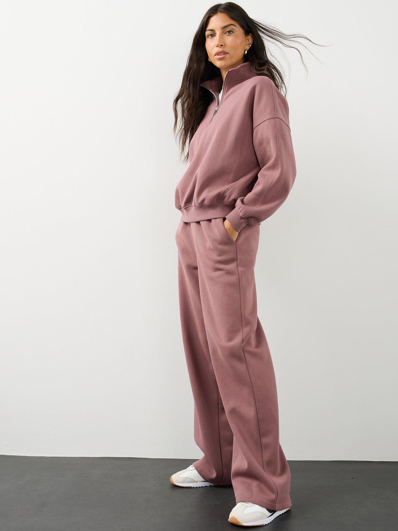 Image 5 of 7 of The Very Collection Half Zip Funnel Neck Sweatshirt Co-ord - Pink