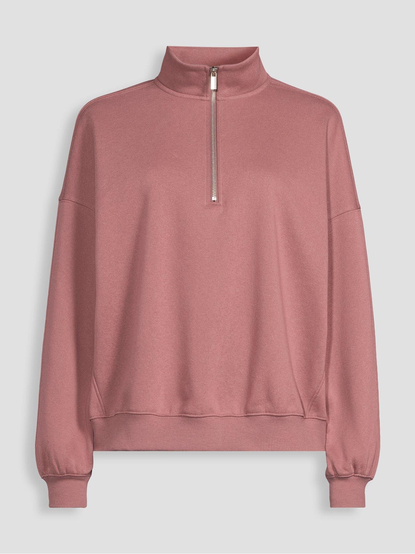Image 7 of 7 of The Very Collection Half Zip Funnel Neck Sweatshirt Co-ord - Pink