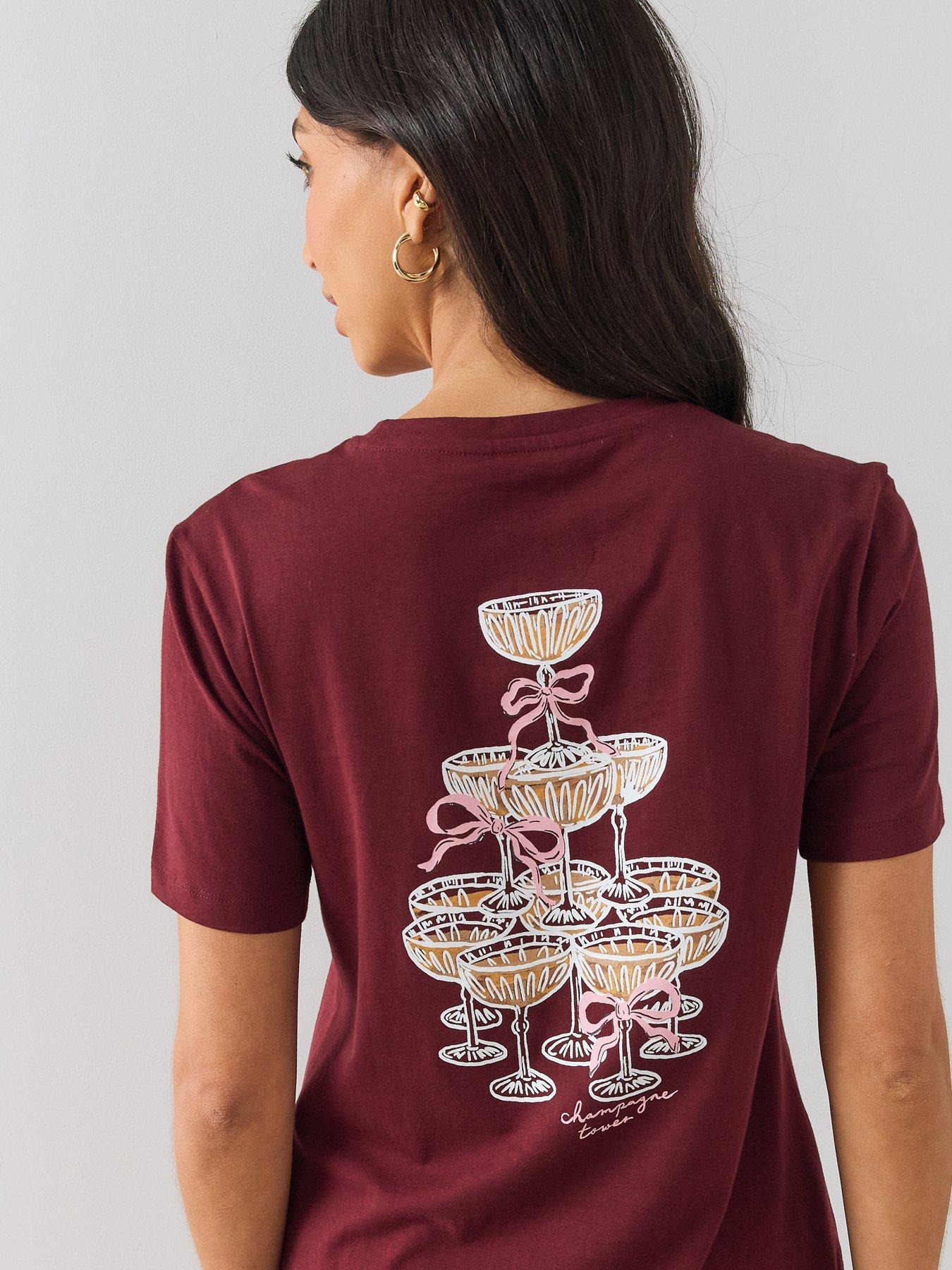 Image 5 of 6 of The Very Collection Womens Martini Graphic Crew Neck T-Shirt - Burgundy