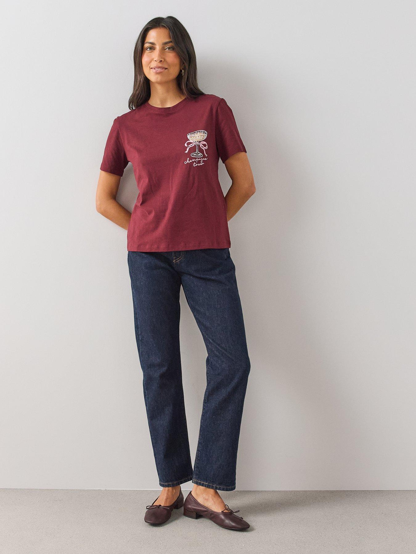 Image 6 of 6 of The Very Collection Womens Martini Graphic Crew Neck T-Shirt - Burgundy