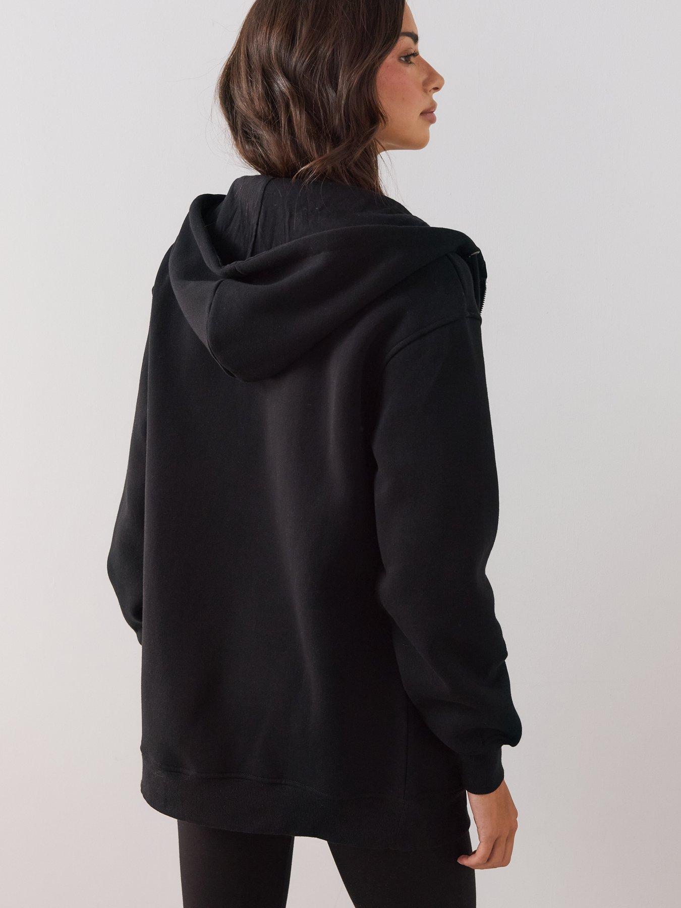 Image 2 of 6 of The Very Collection Womens Relaxed Zip-Through Longline Hoodie - Black
