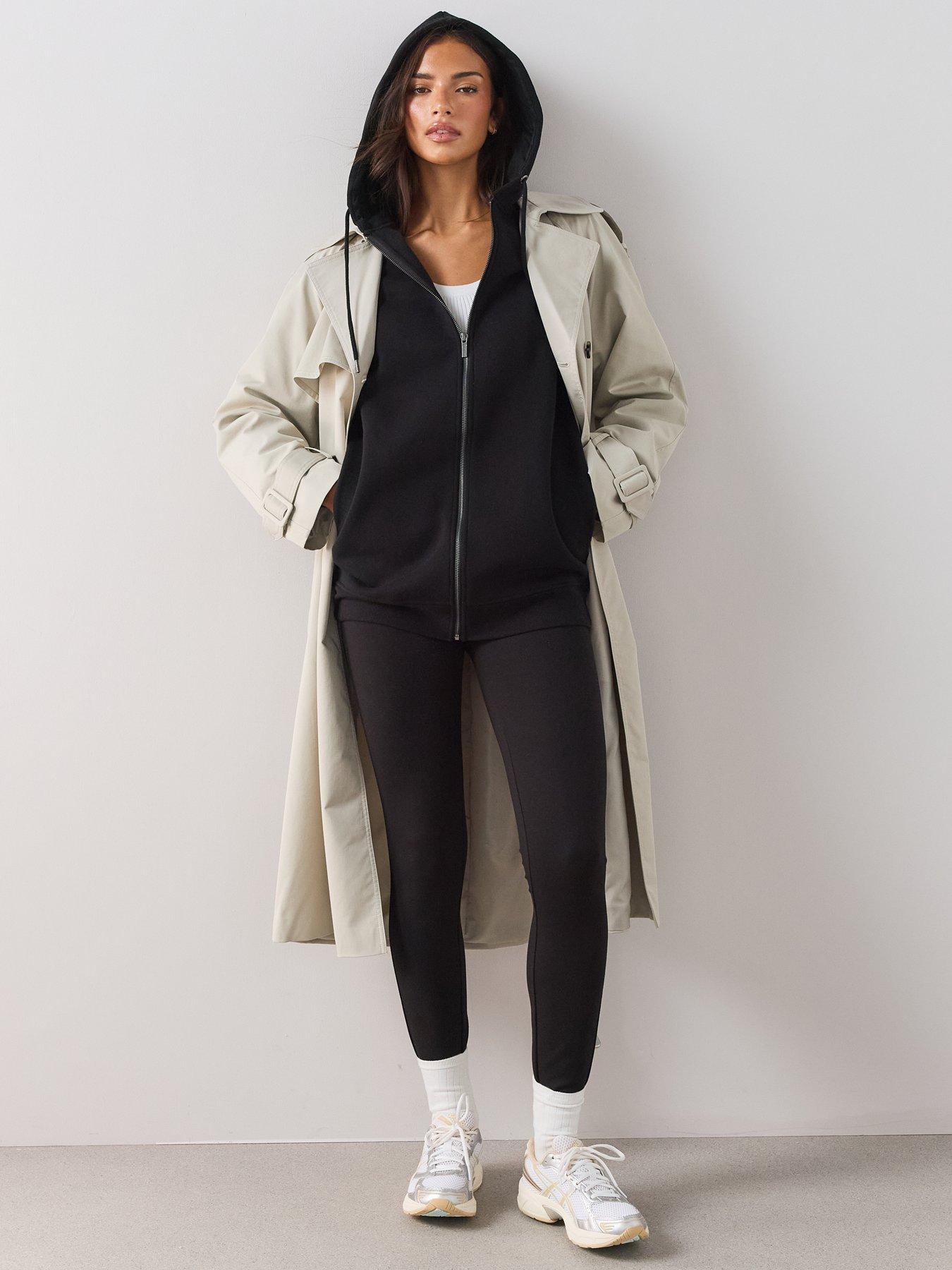 Image 3 of 6 of The Very Collection Womens Relaxed Zip-Through Longline Hoodie - Black