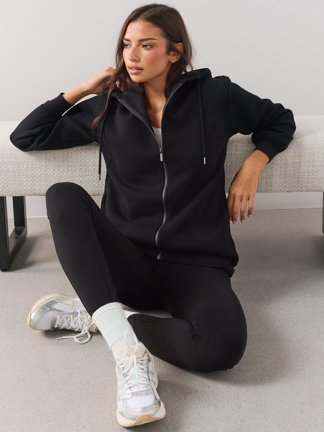 Image 4 of 6 of The Very Collection Womens Relaxed Zip-Through Longline Hoodie - Black