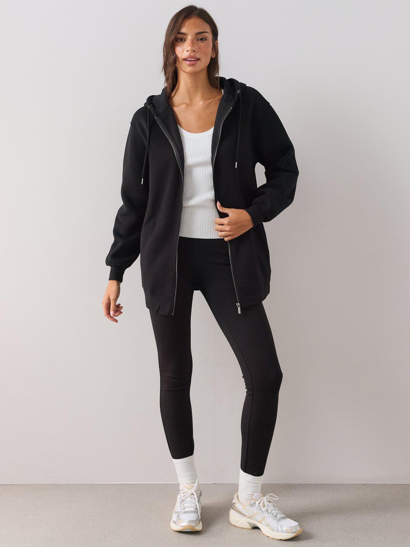 Image 5 of 6 of The Very Collection Womens Relaxed Zip-Through Longline Hoodie - Black