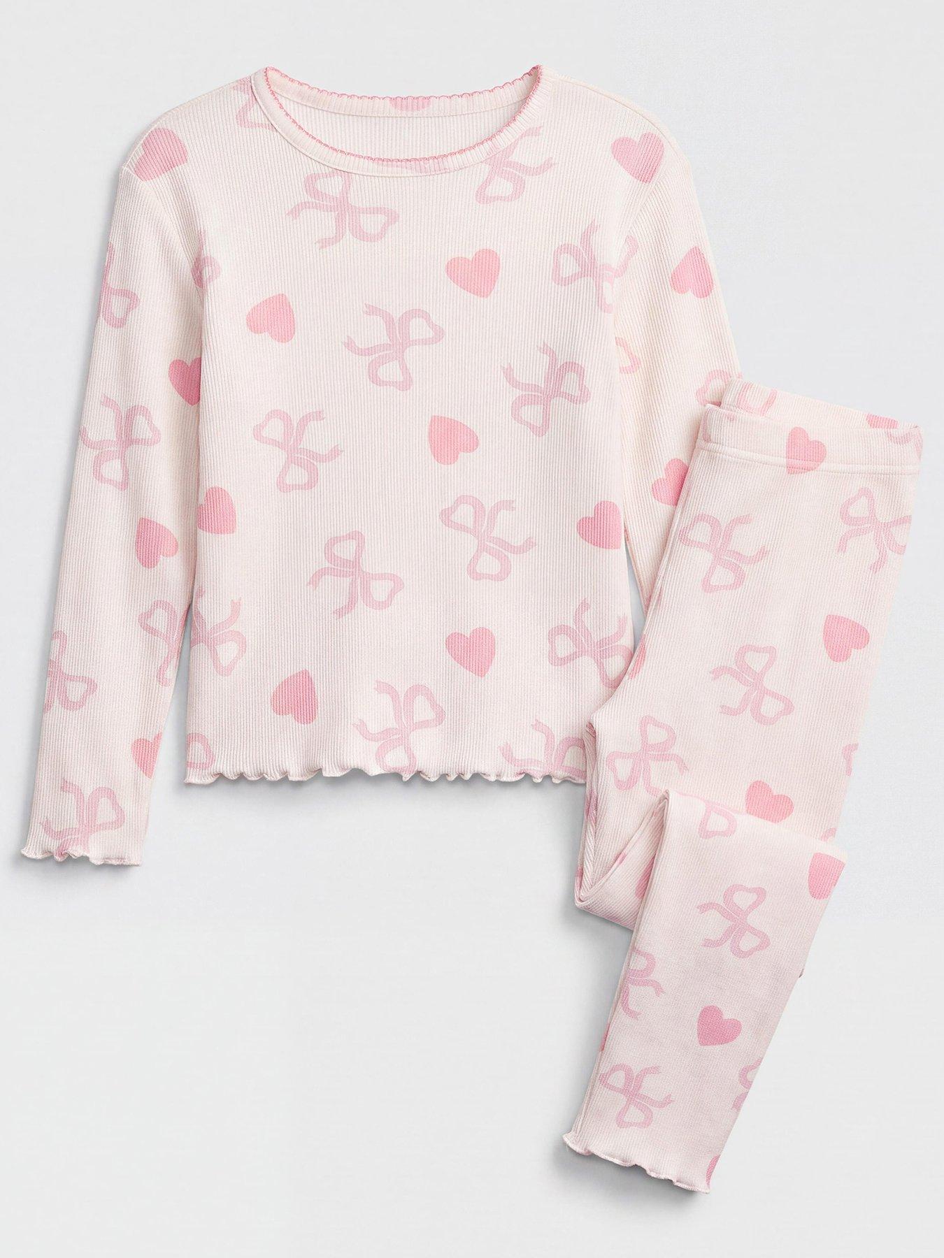The Very Collection Heart Print Ribbed Pyjama - Pink