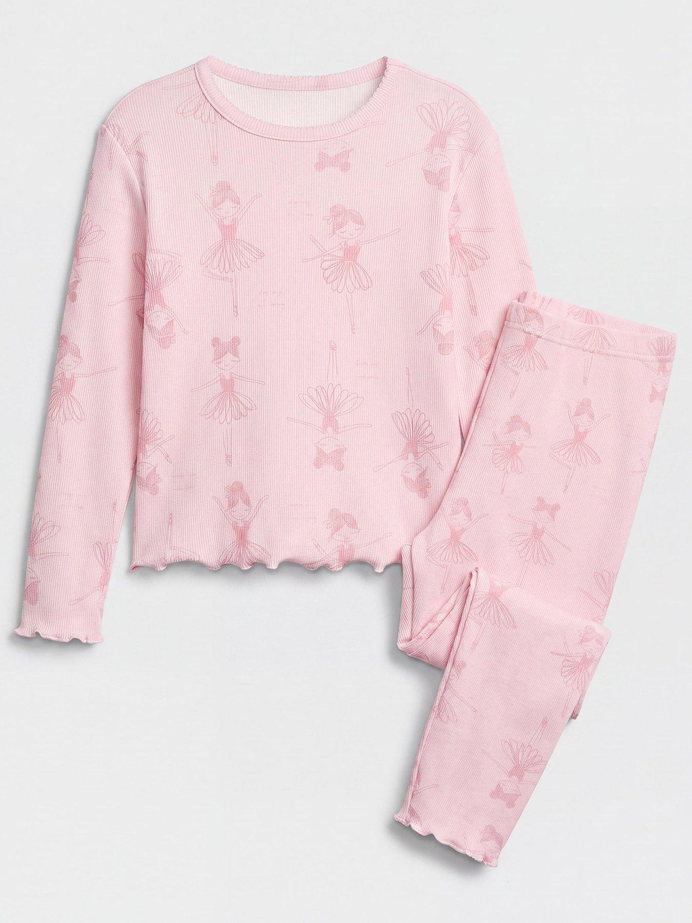 The Very Collection Ballerina Print Ribbed Pyjama - Pink