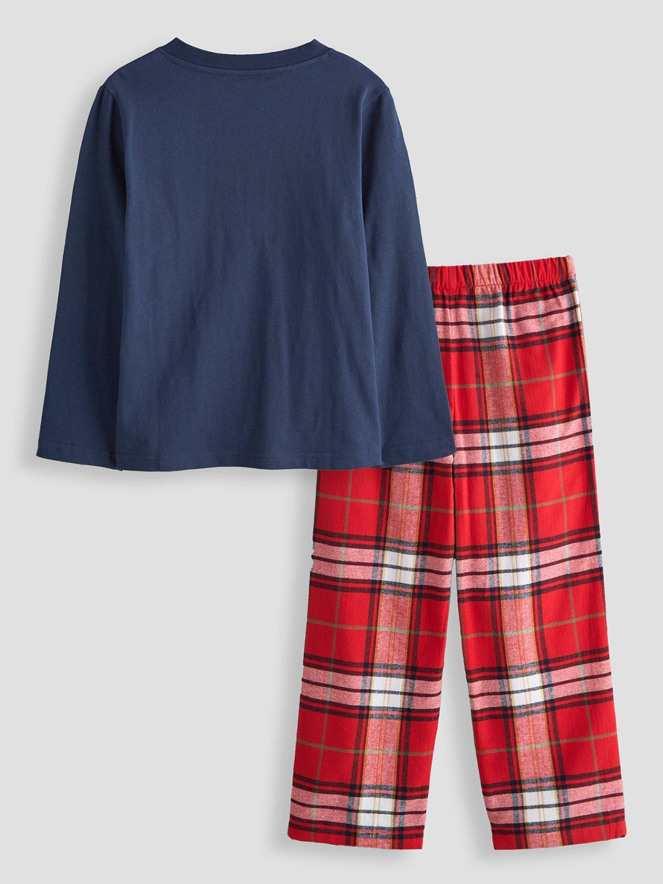 Image 3 of 5 of The Very Collection Boys Family Christmas Henley Top Woven Check Bottom Pyjama (9 months - 12 years) - Navy