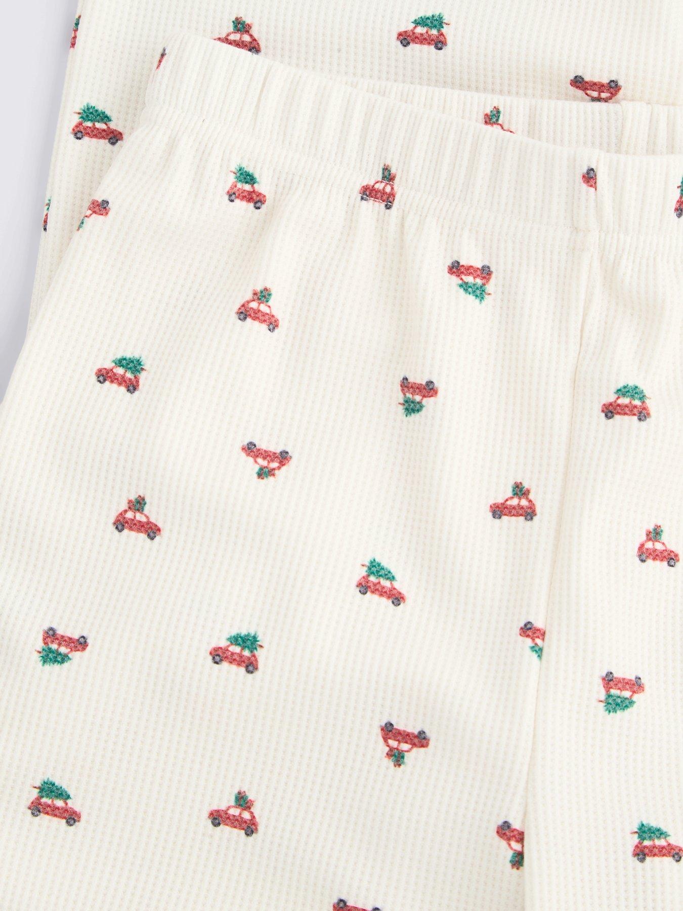 Image 7 of 7 of The Very Collection Kids Family Christmas Pyjama Car Sweatshirt And Waffle Printed Bottoms - Red