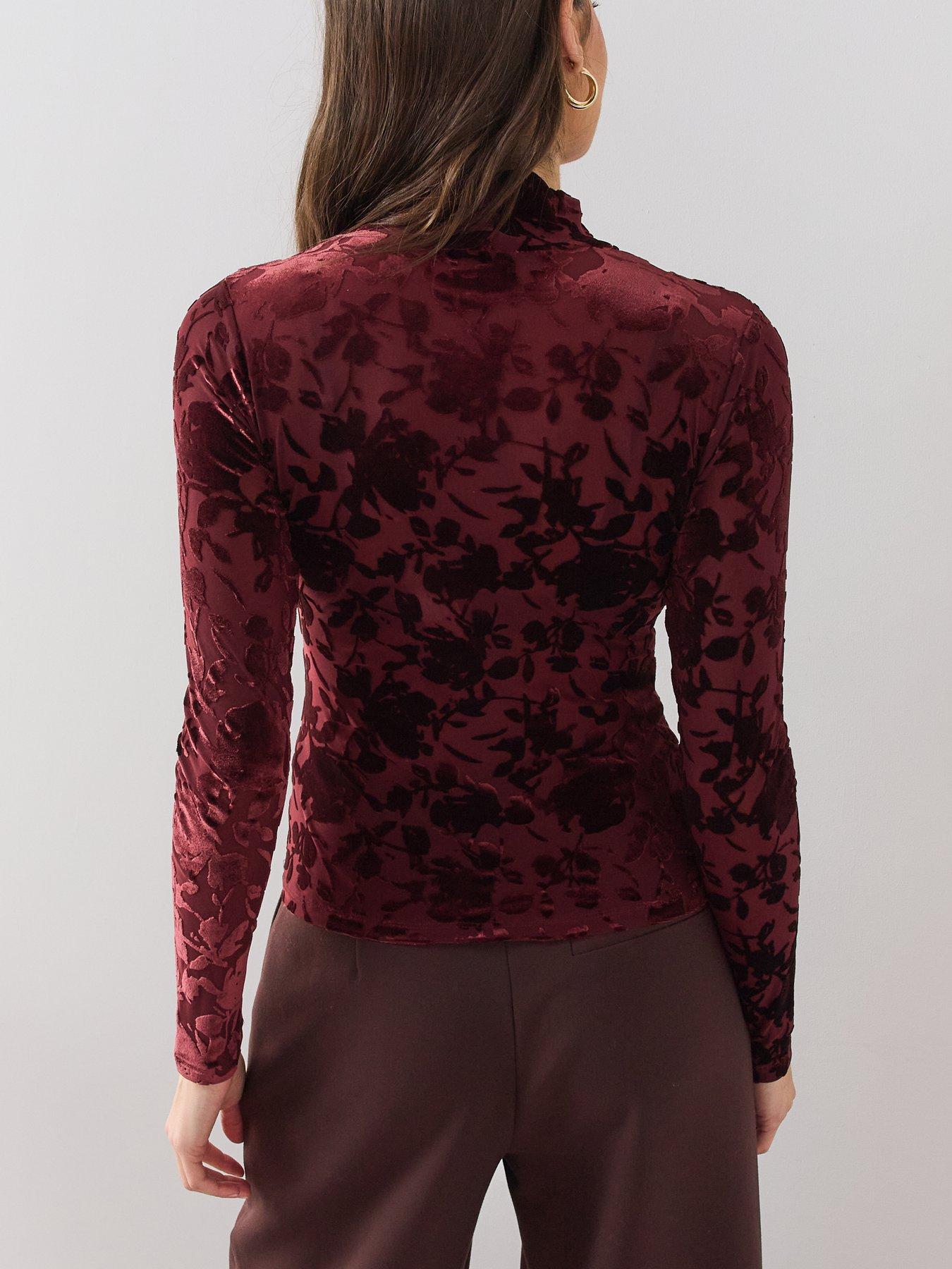 Image 2 of 7 of The Very Collection Flocked Funnel Long Sleeve Top