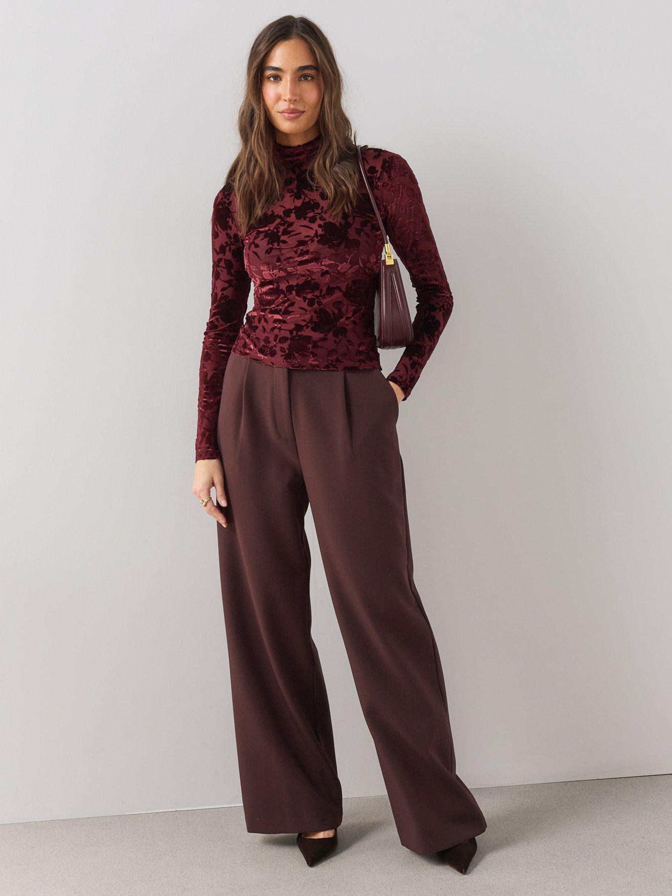 Image 6 of 7 of The Very Collection Flocked Funnel Long Sleeve Top