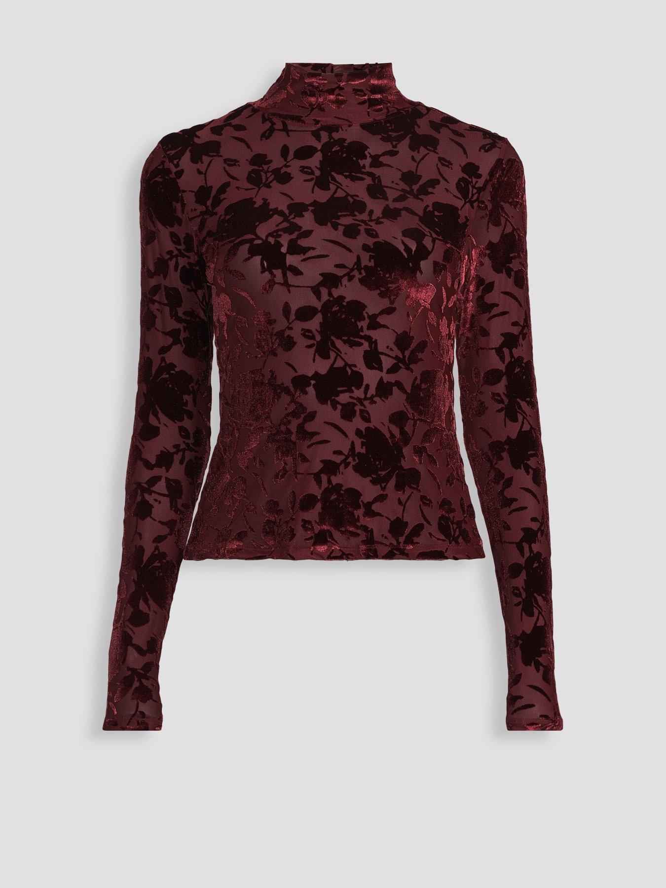Image 7 of 7 of The Very Collection Flocked Funnel Long Sleeve Top