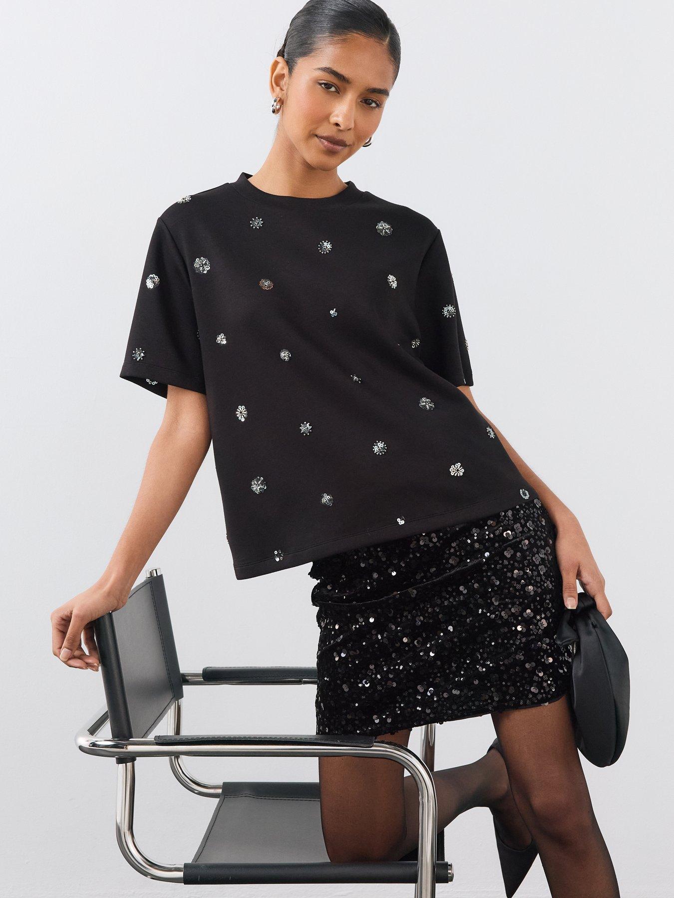 Image 4 of 6 of The Very Collection Embellished Short Sleeve Tee