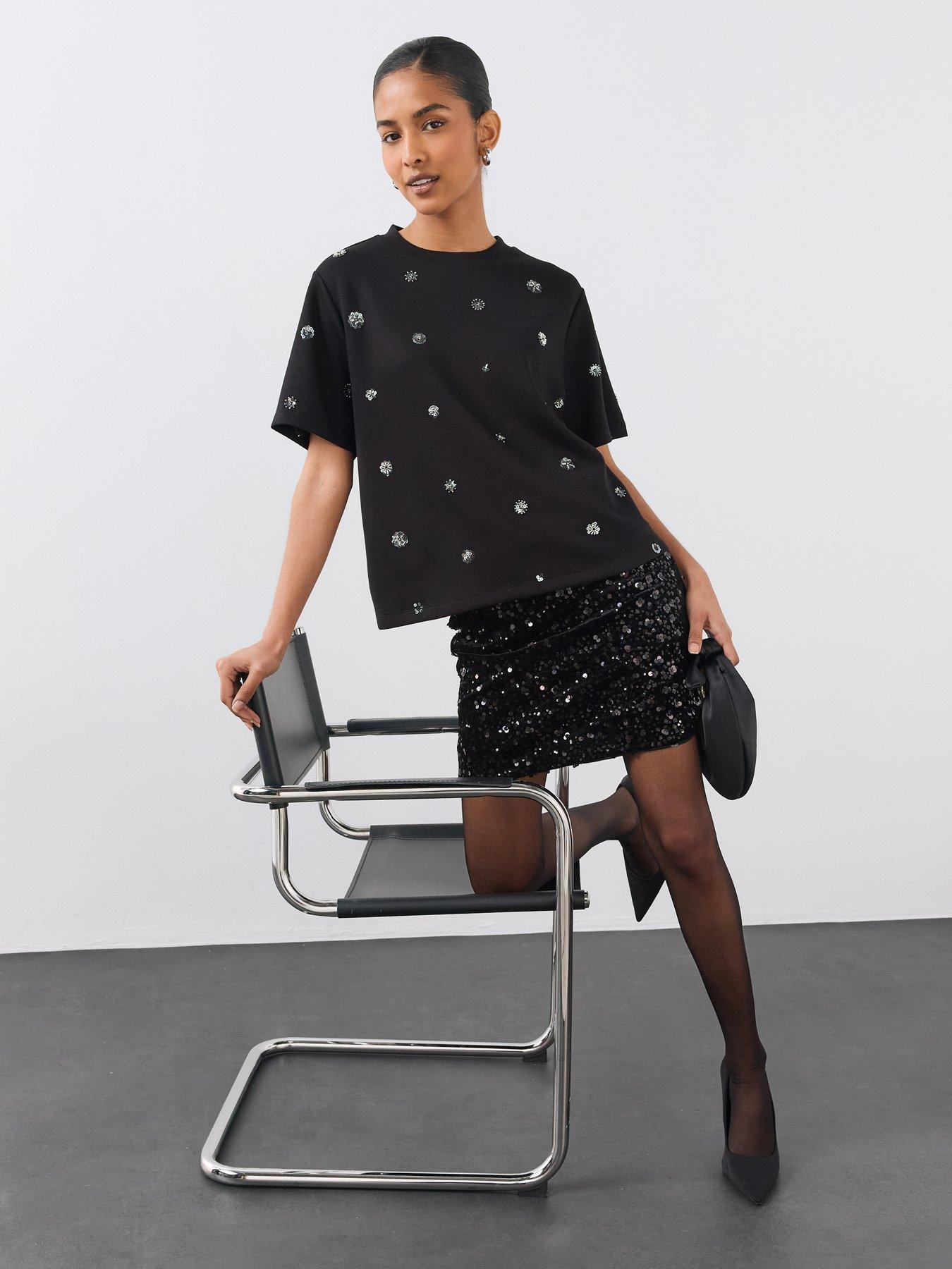 Image 5 of 6 of The Very Collection Embellished Short Sleeve Tee