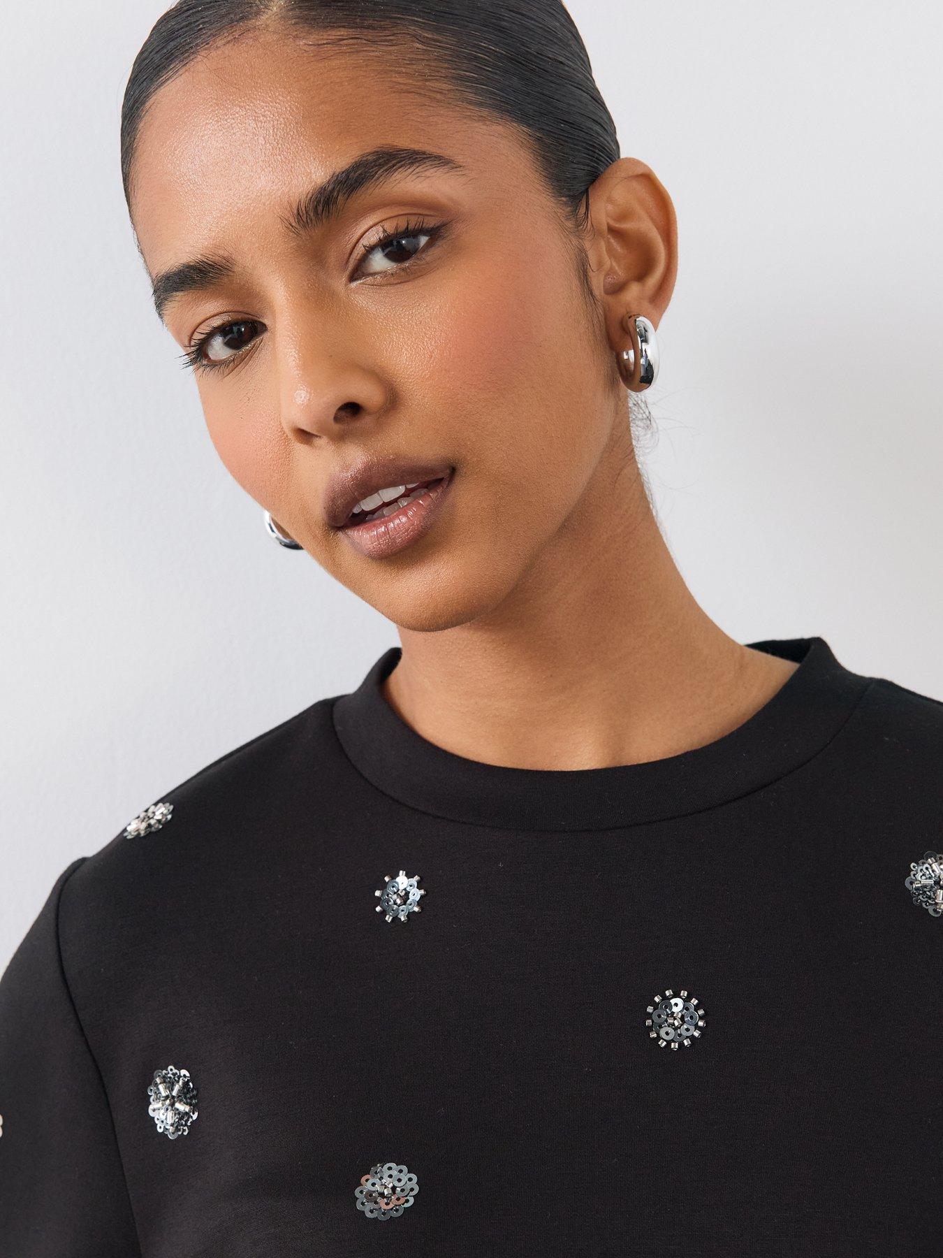 Image 6 of 6 of The Very Collection Embellished Short Sleeve Tee