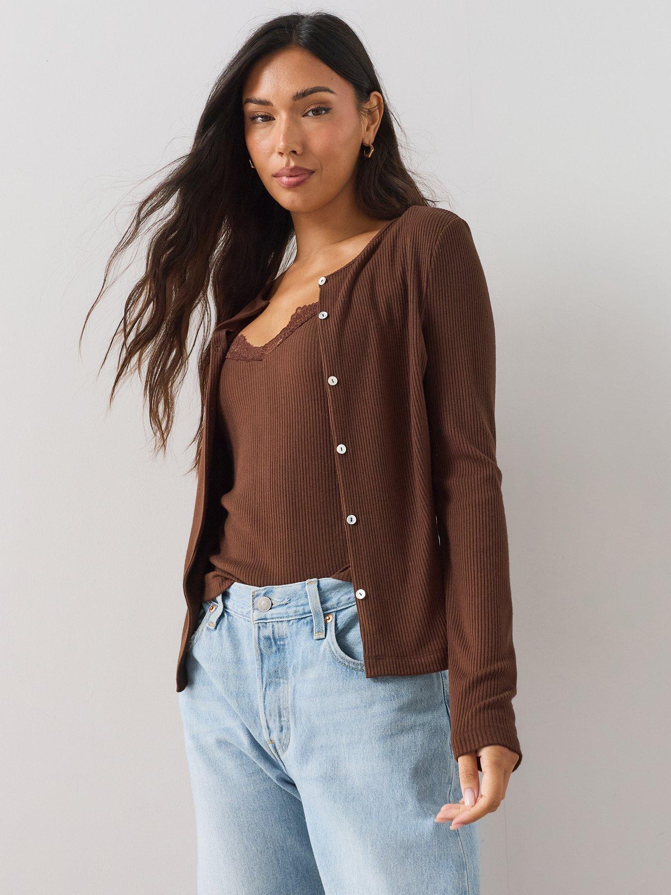 The Very Collection 2 In 1 Vest Top Lace Cardigan