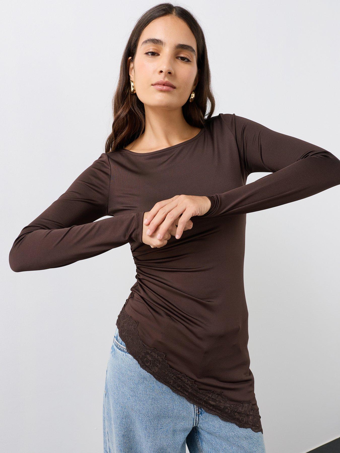 The Very Collection Aysmmetric Lace Long Sleeve Top