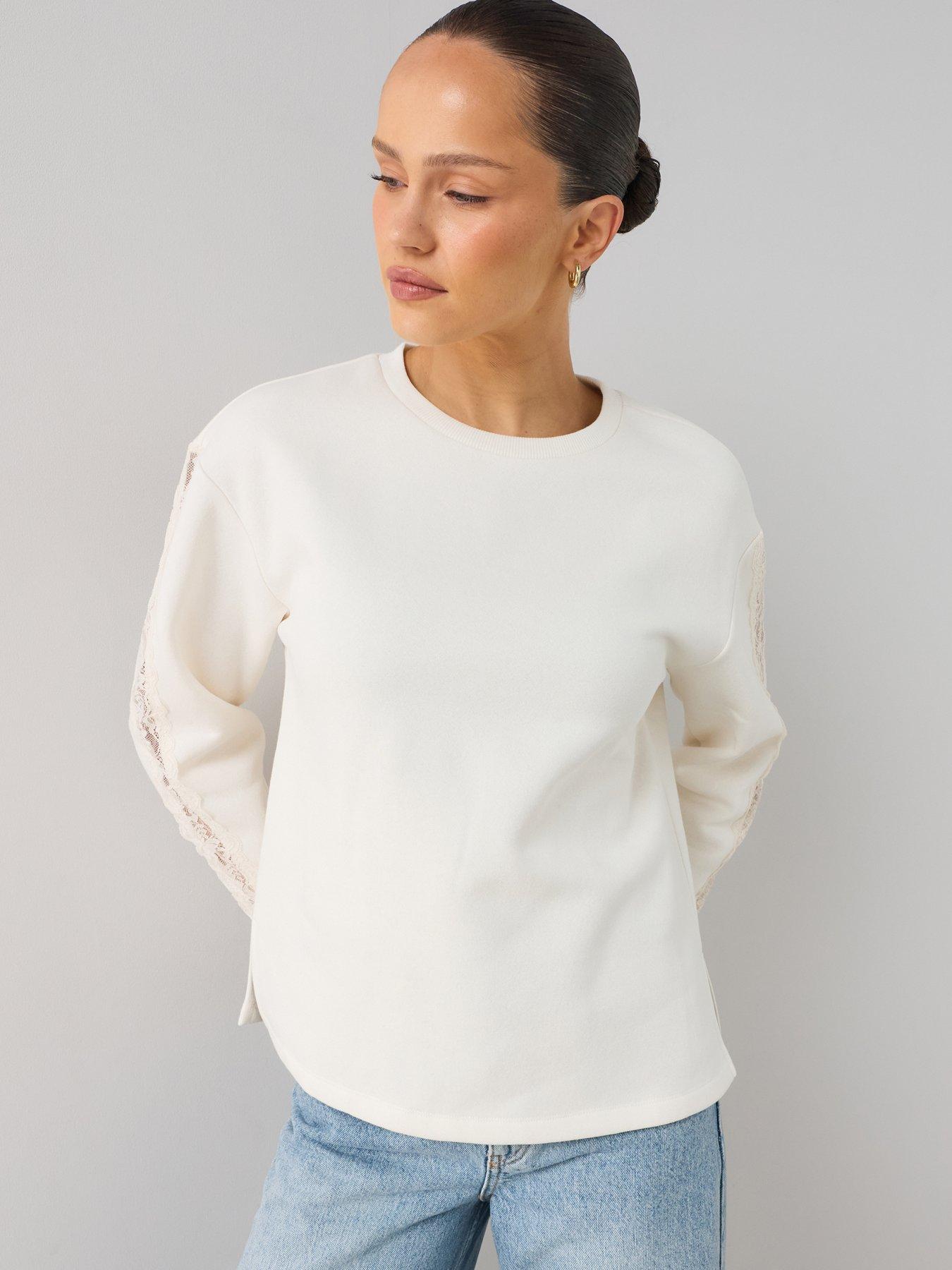 The Very Collection Lace Trim Long Sleeve Top