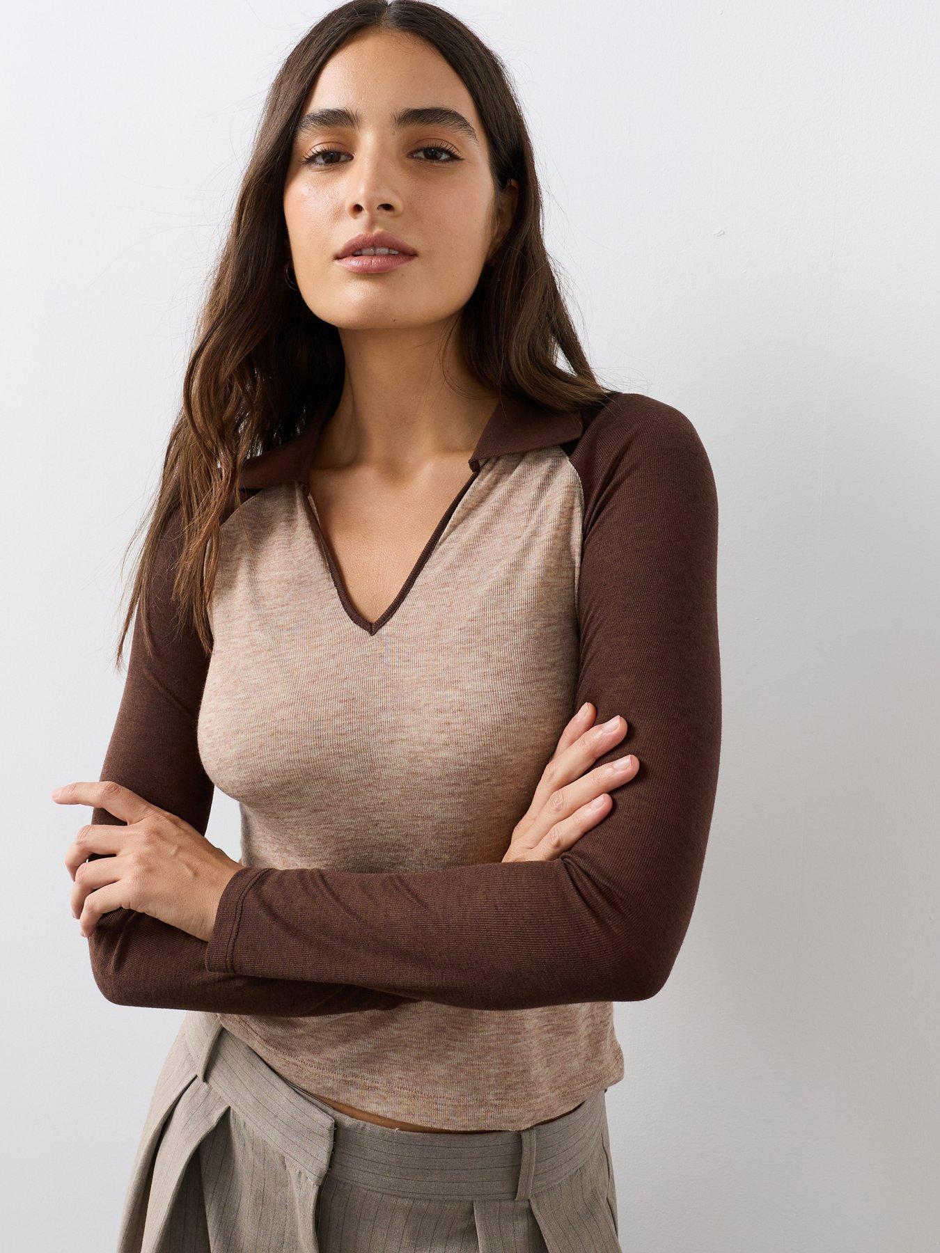 The Very Collection Collar Contrast Raglan Top