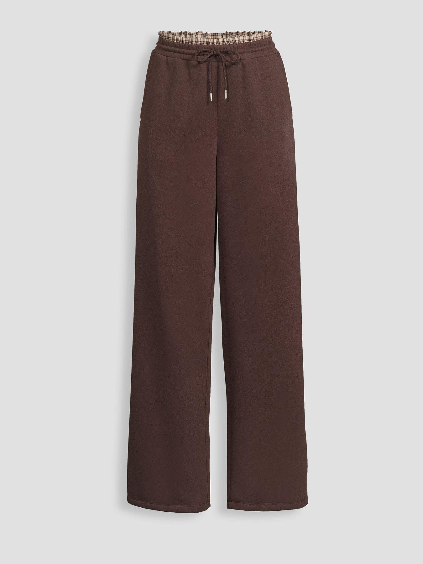 Image 7 of 7 of The Very Collection Check Waist Wide Leg Co-Ord Trousers - Brown