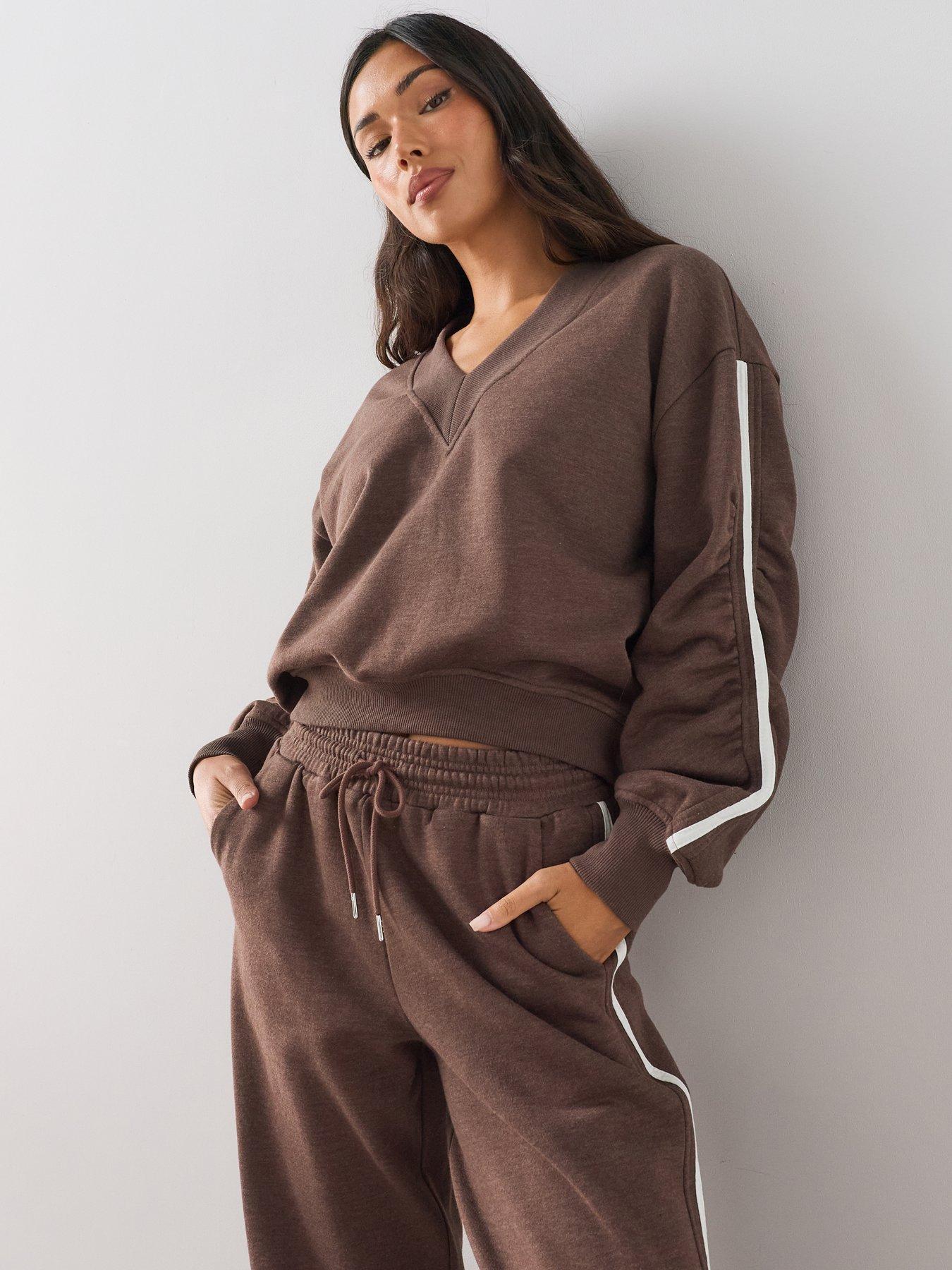The Very Collection V Neck Side Stripe Sweatshirt Co-ord
