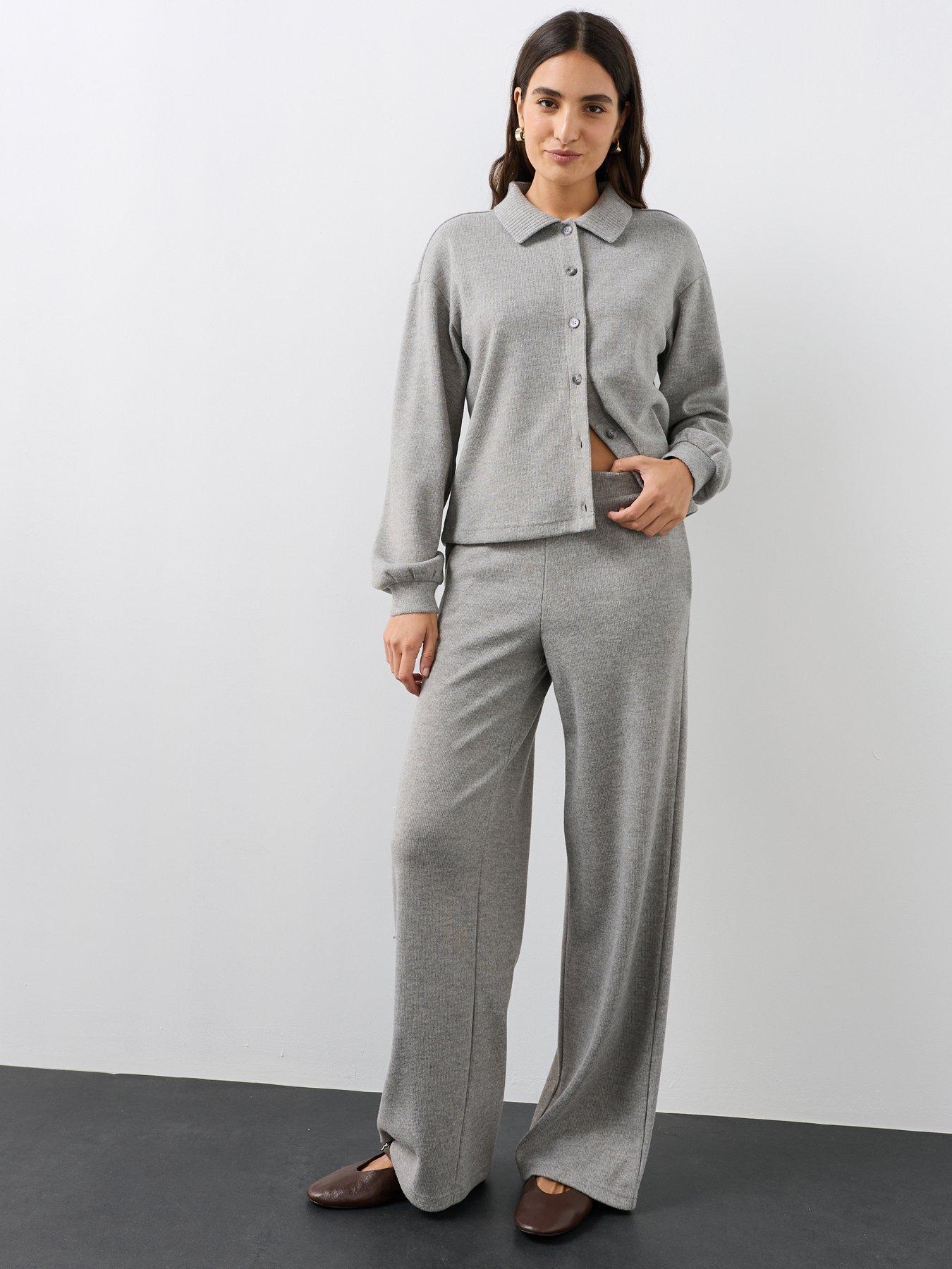 The Very Collection Snit Polo Top Co-Ord - Grey