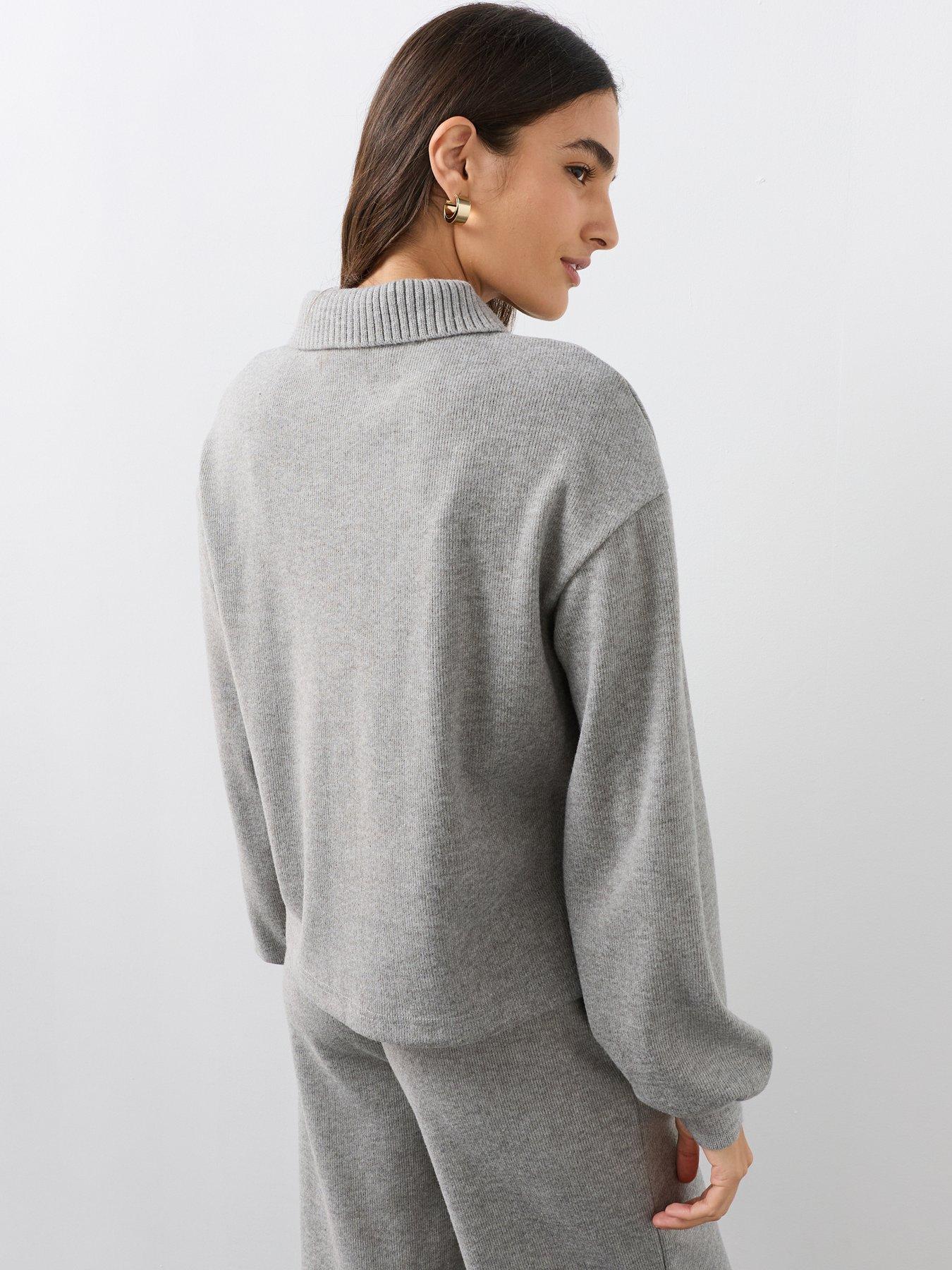 Image 2 of 7 of The Very Collection Soft Touch Polo Collar Button Front Co-ord Top - Grey