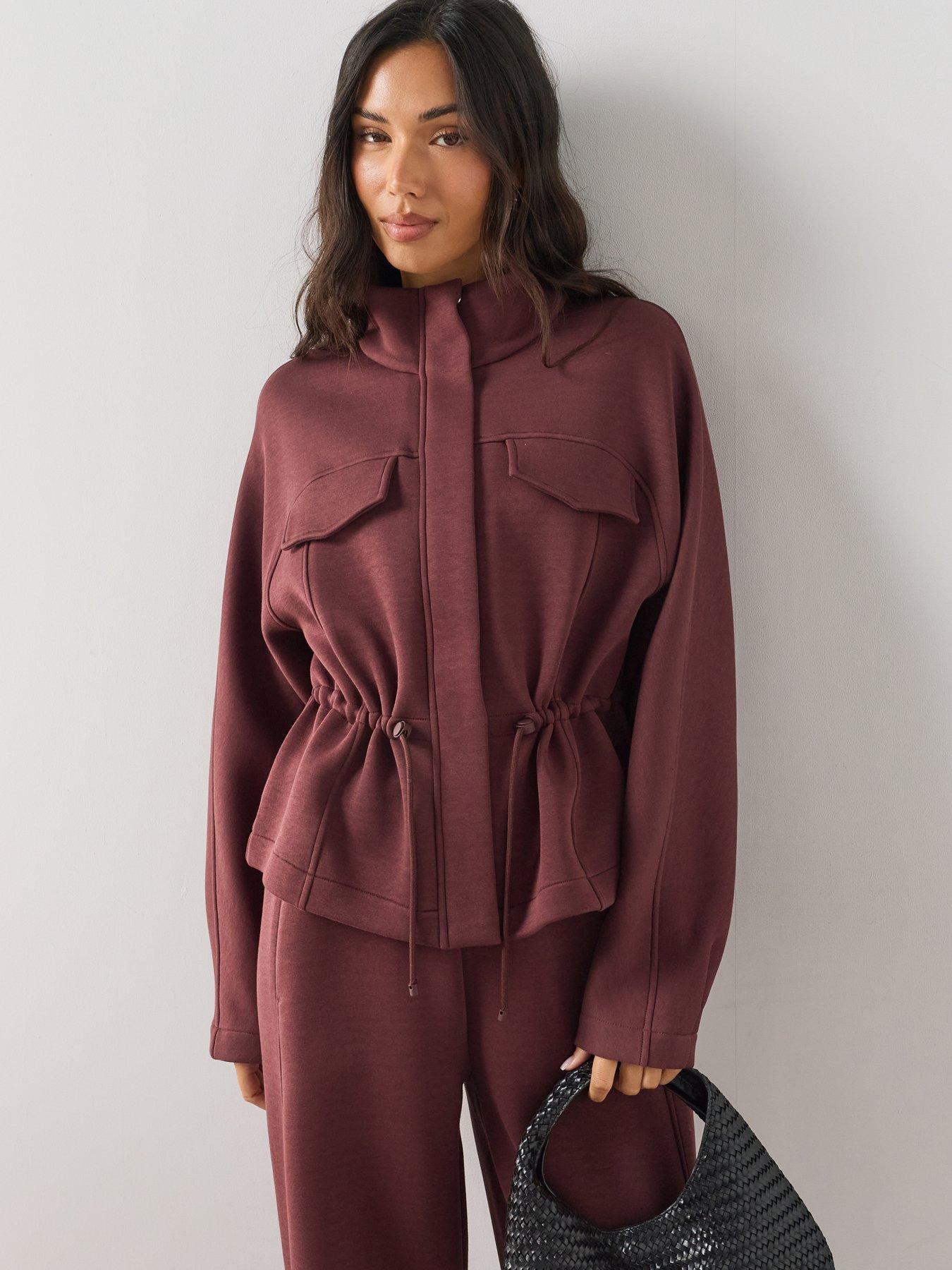 The Very Collection Premium Stretch Zip-Up Jacket Co-Ord - Burgundy