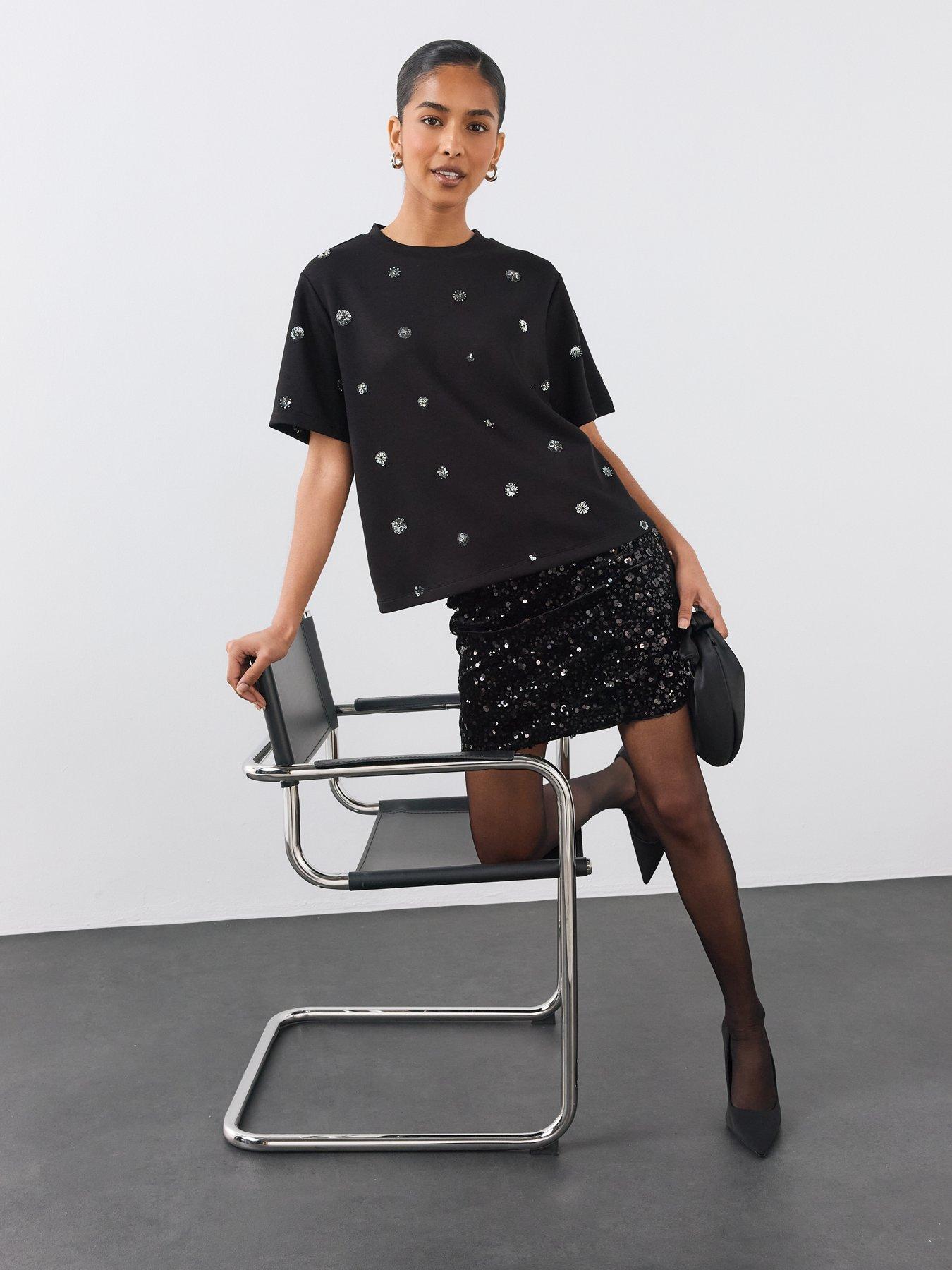 Image 3 of 6 of The Very Collection Sequin Mini Skirt Co-ord