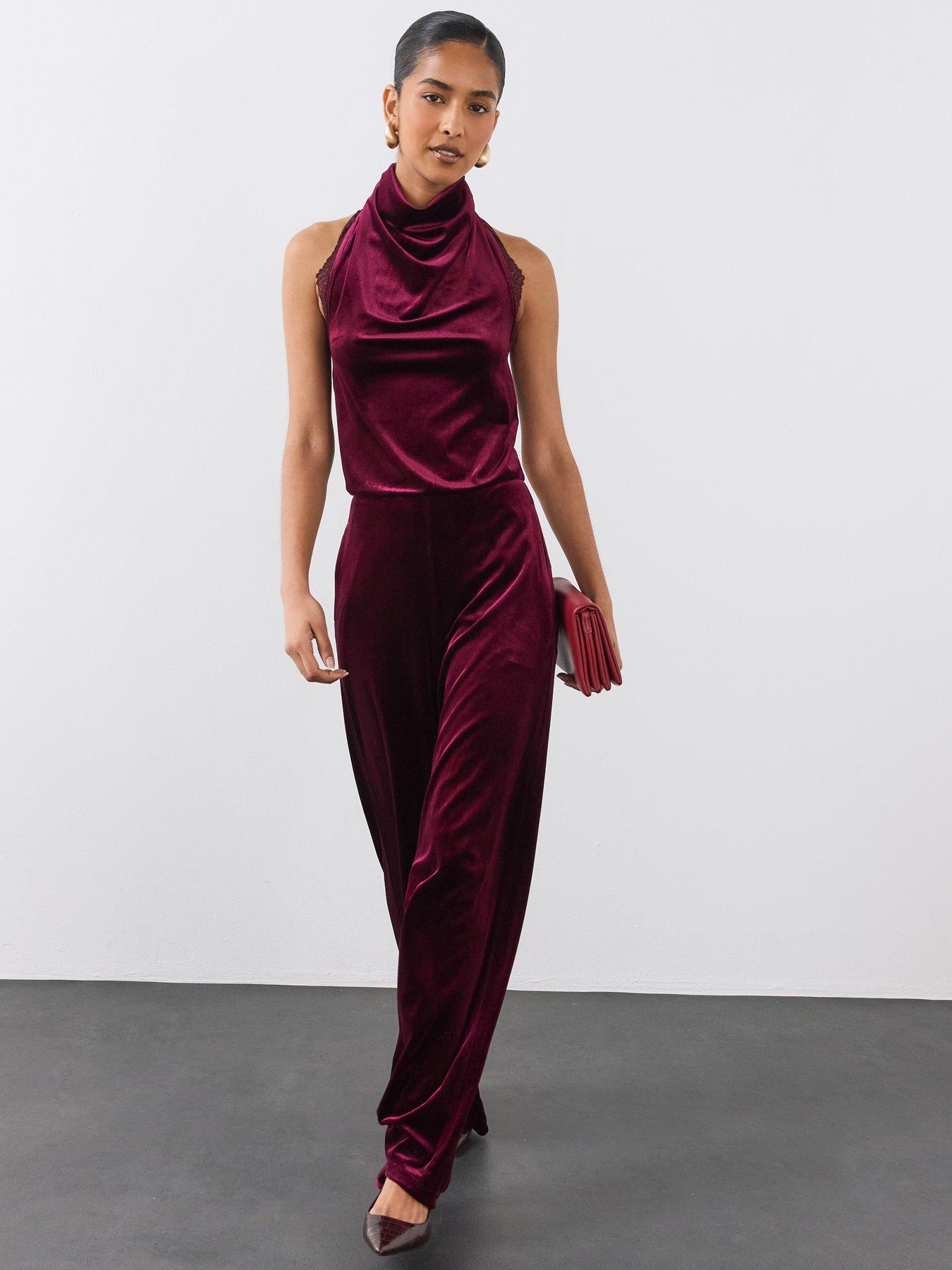 Image 1 of 7 of The Very Collection Womens Velvet Sequin High Waisted Shorts - Burgundy
