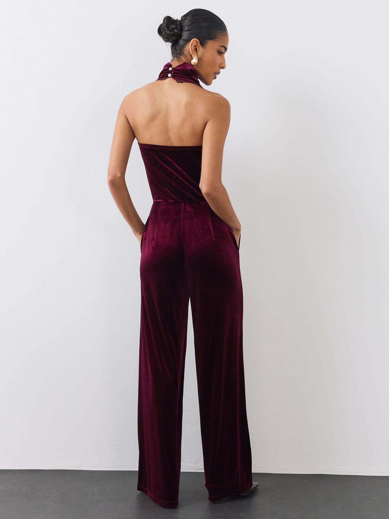 Image 2 of 7 of The Very Collection Womens Velvet Sequin High Waisted Shorts - Burgundy