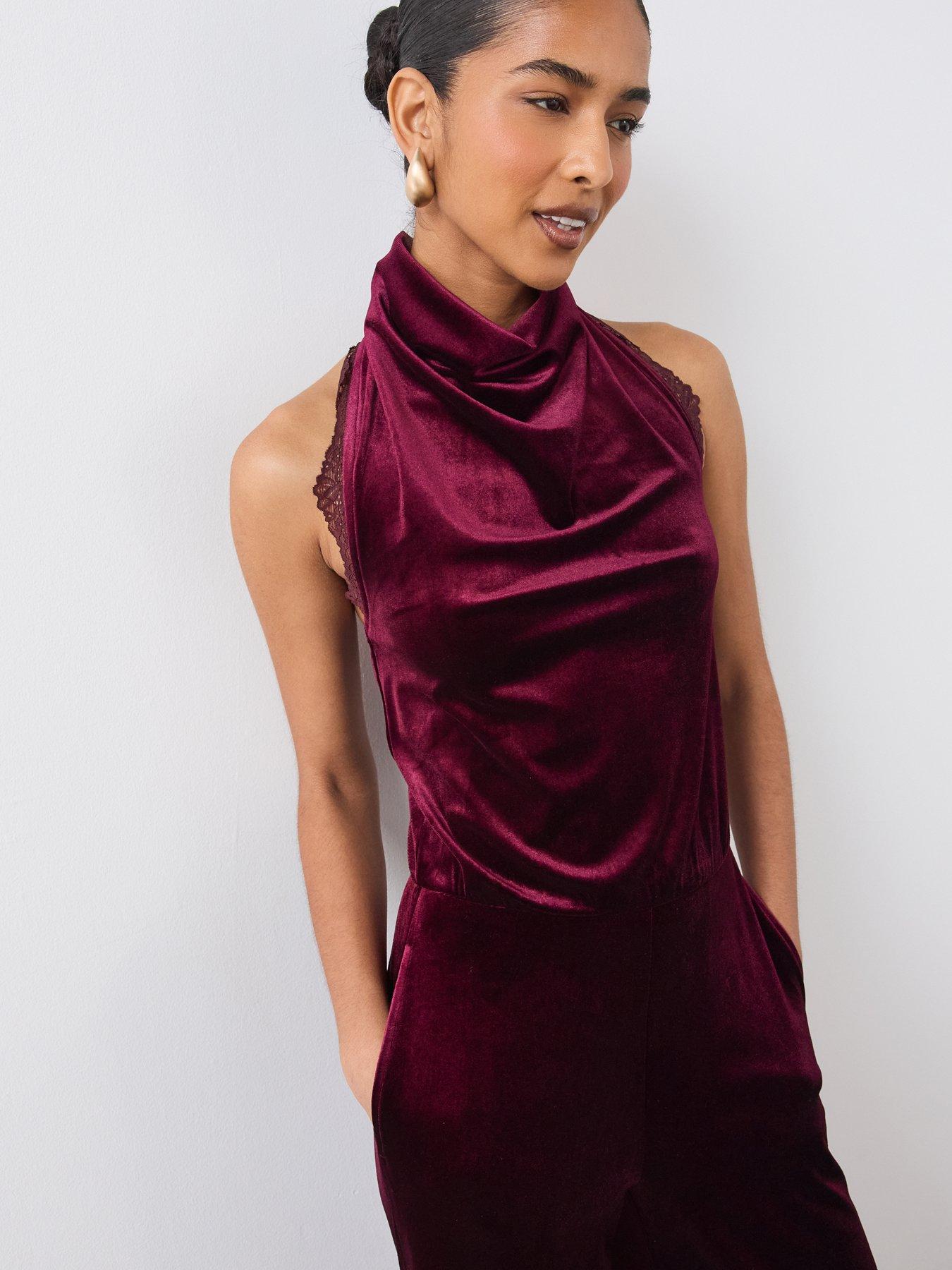 Image 5 of 7 of The Very Collection Womens Velvet Sequin High Waisted Shorts - Burgundy
