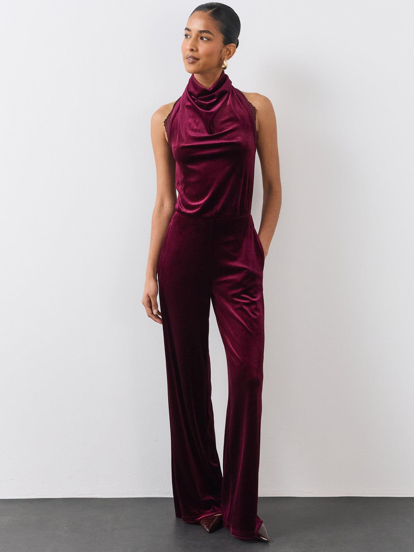 Image 6 of 7 of The Very Collection Womens Velvet Sequin High Waisted Shorts - Burgundy
