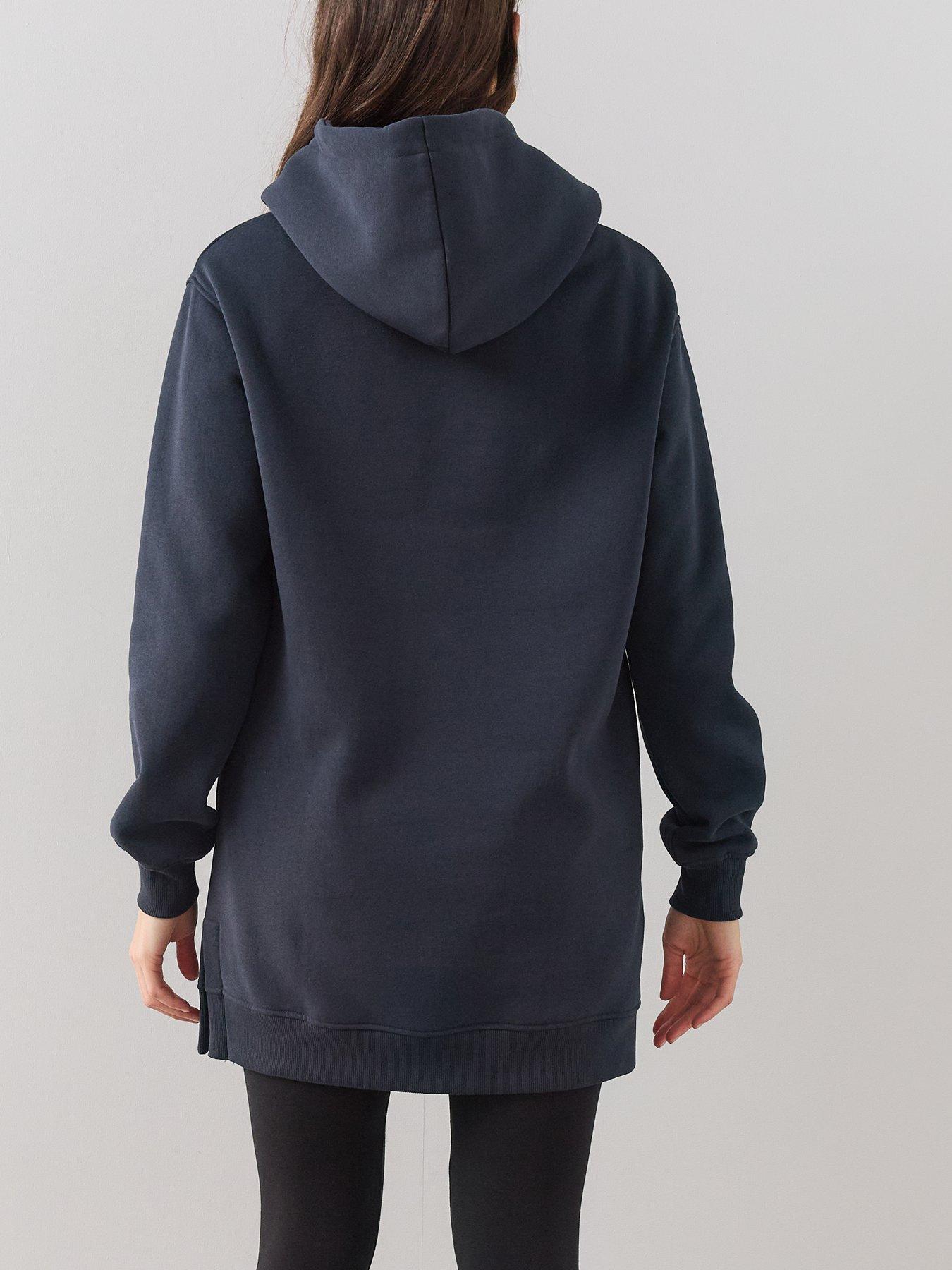 Image 2 of 6 of The Very Collection Womens Longline Relaxed Cotton-Blend Hoodie - Navy