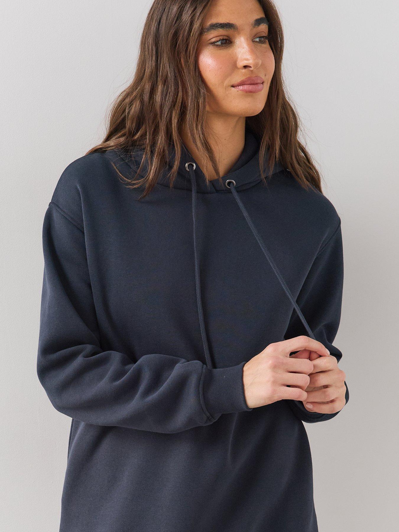 Image 4 of 6 of The Very Collection Womens Longline Relaxed Cotton-Blend Hoodie - Navy