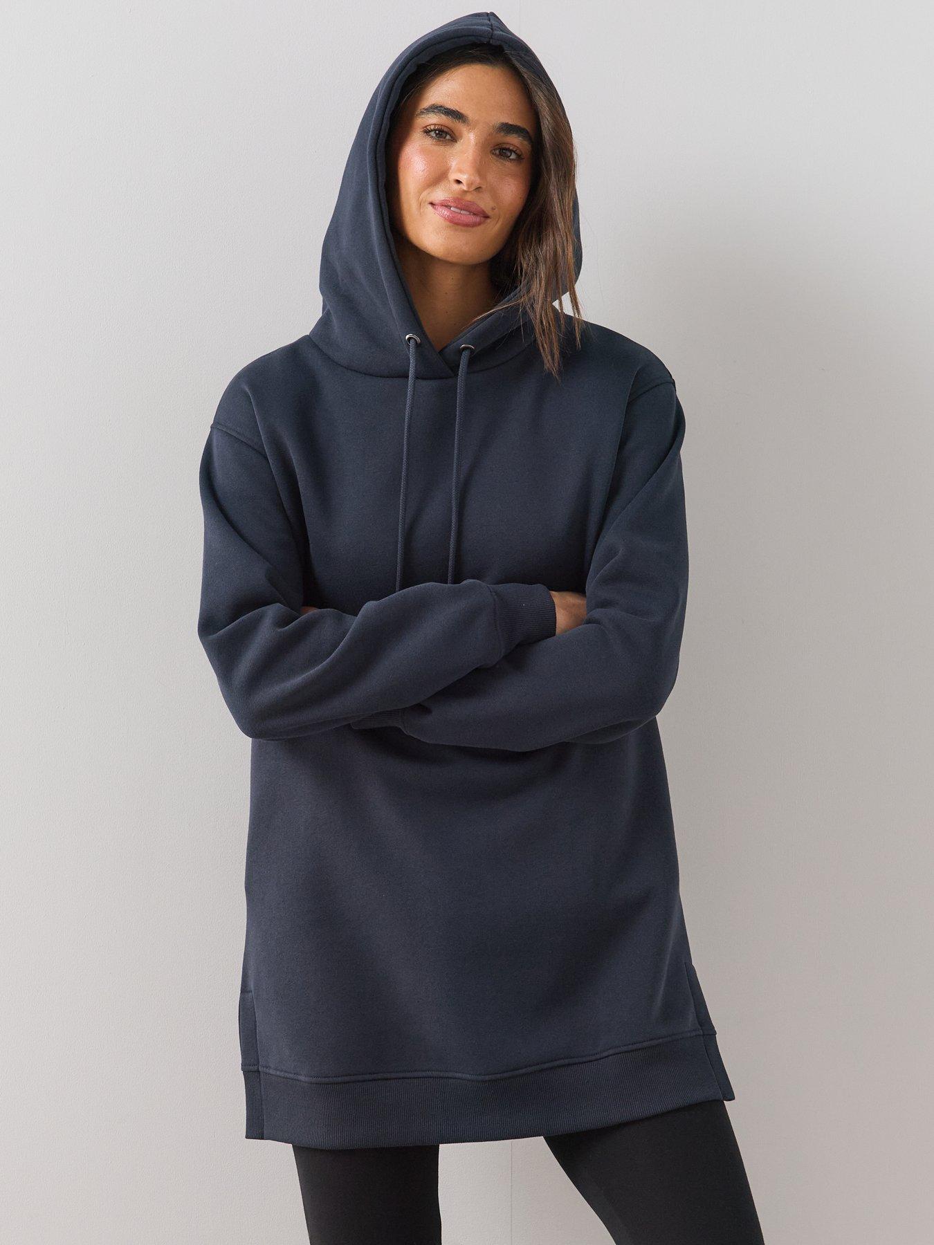 Image 6 of 6 of The Very Collection Womens Longline Relaxed Cotton-Blend Hoodie - Navy