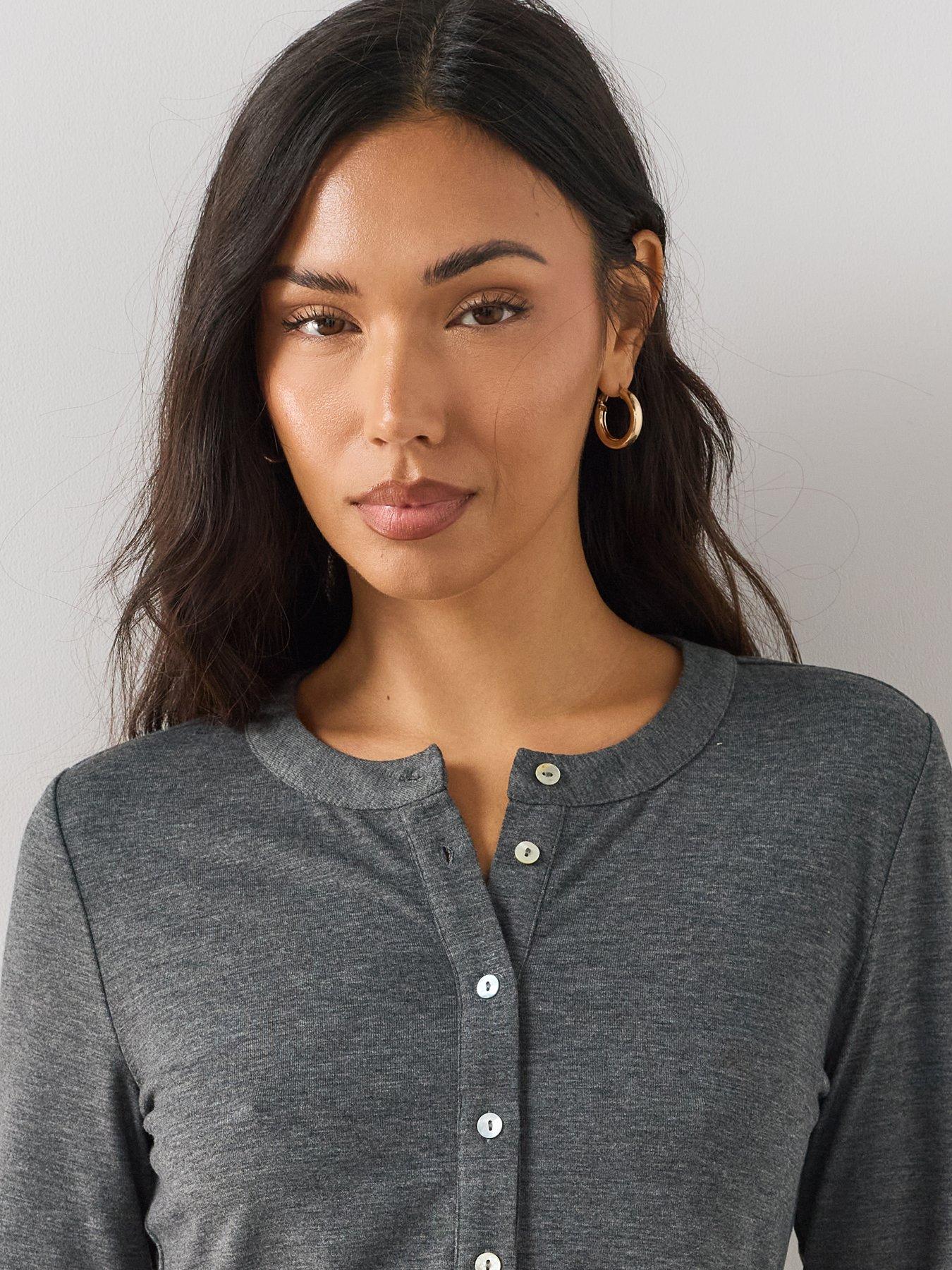 Image 4 of 7 of The Very Collection Soft Touch Long Sleeve Top Co-Ord - Grey