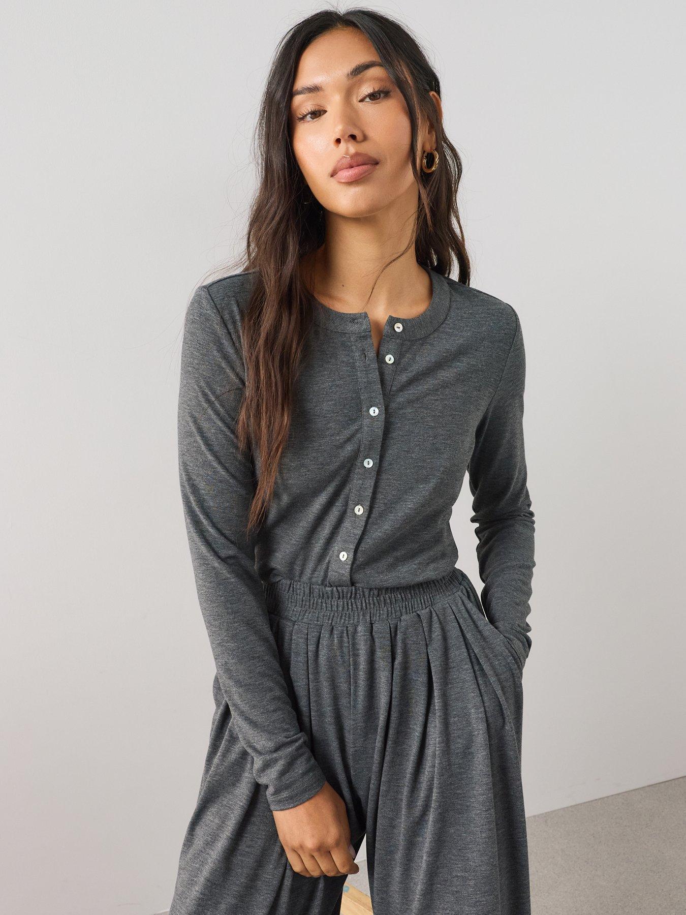 Image 5 of 7 of The Very Collection Soft Touch Long Sleeve Top Co-Ord - Grey